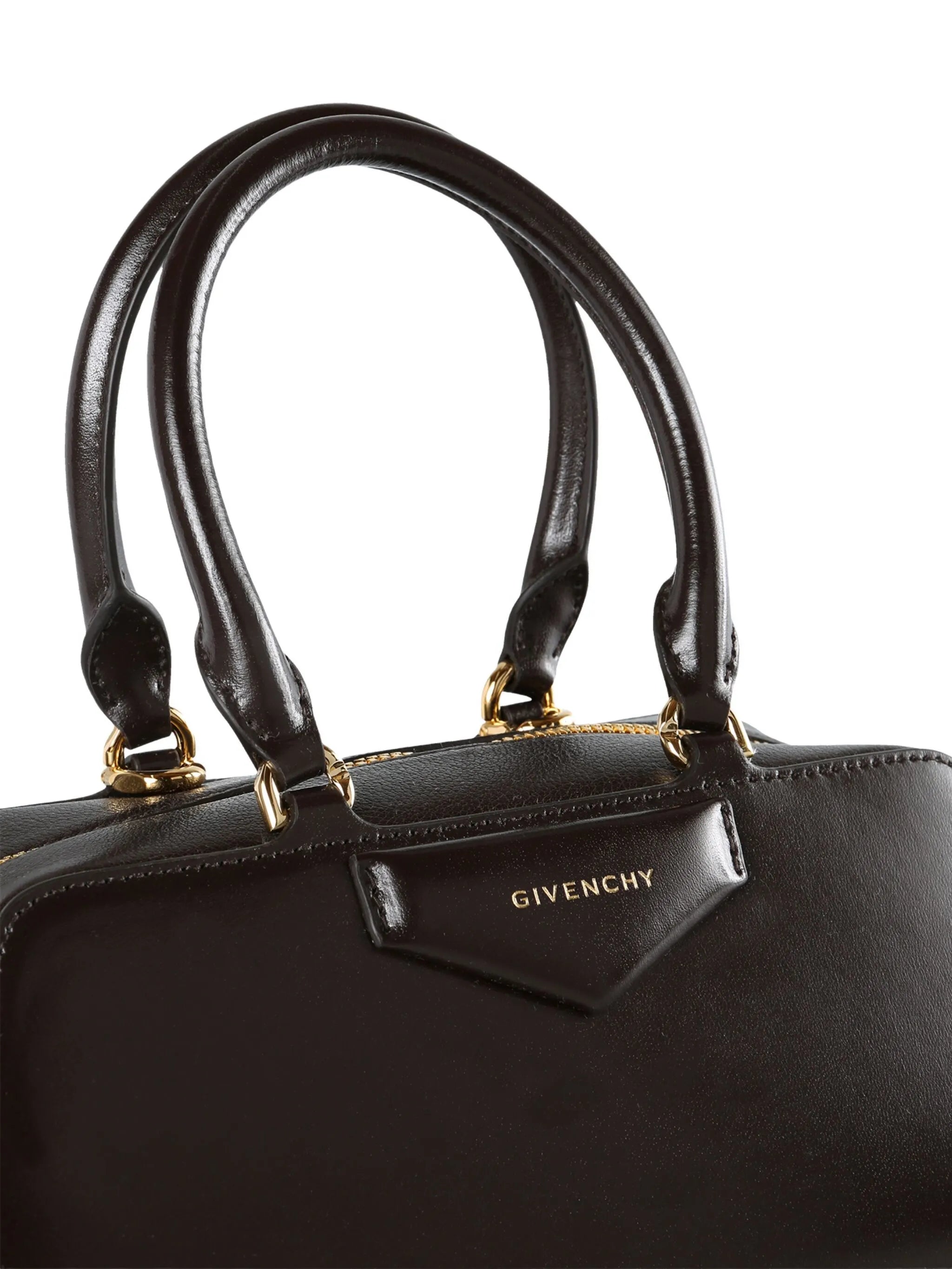 small Antigona East-West bag in box leather