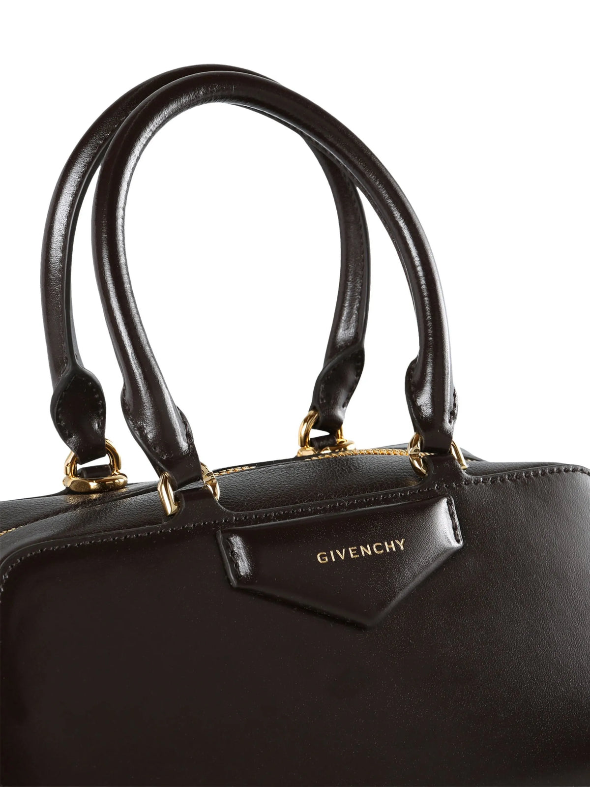 small Antigona East-West bag in box leather