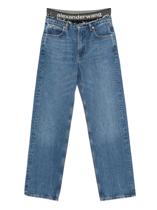 logo-waistband jeans