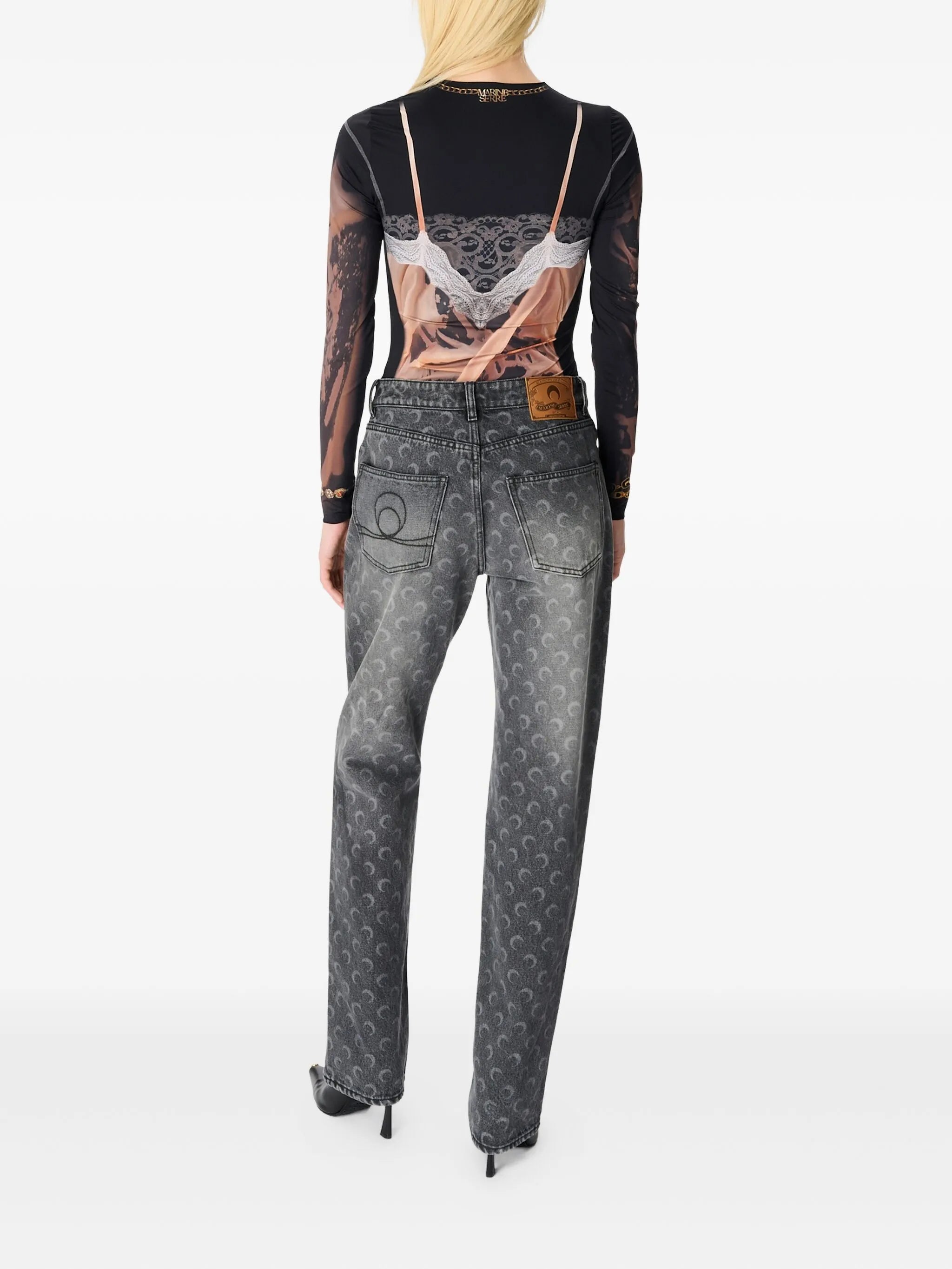 moon laser wash straight jeans