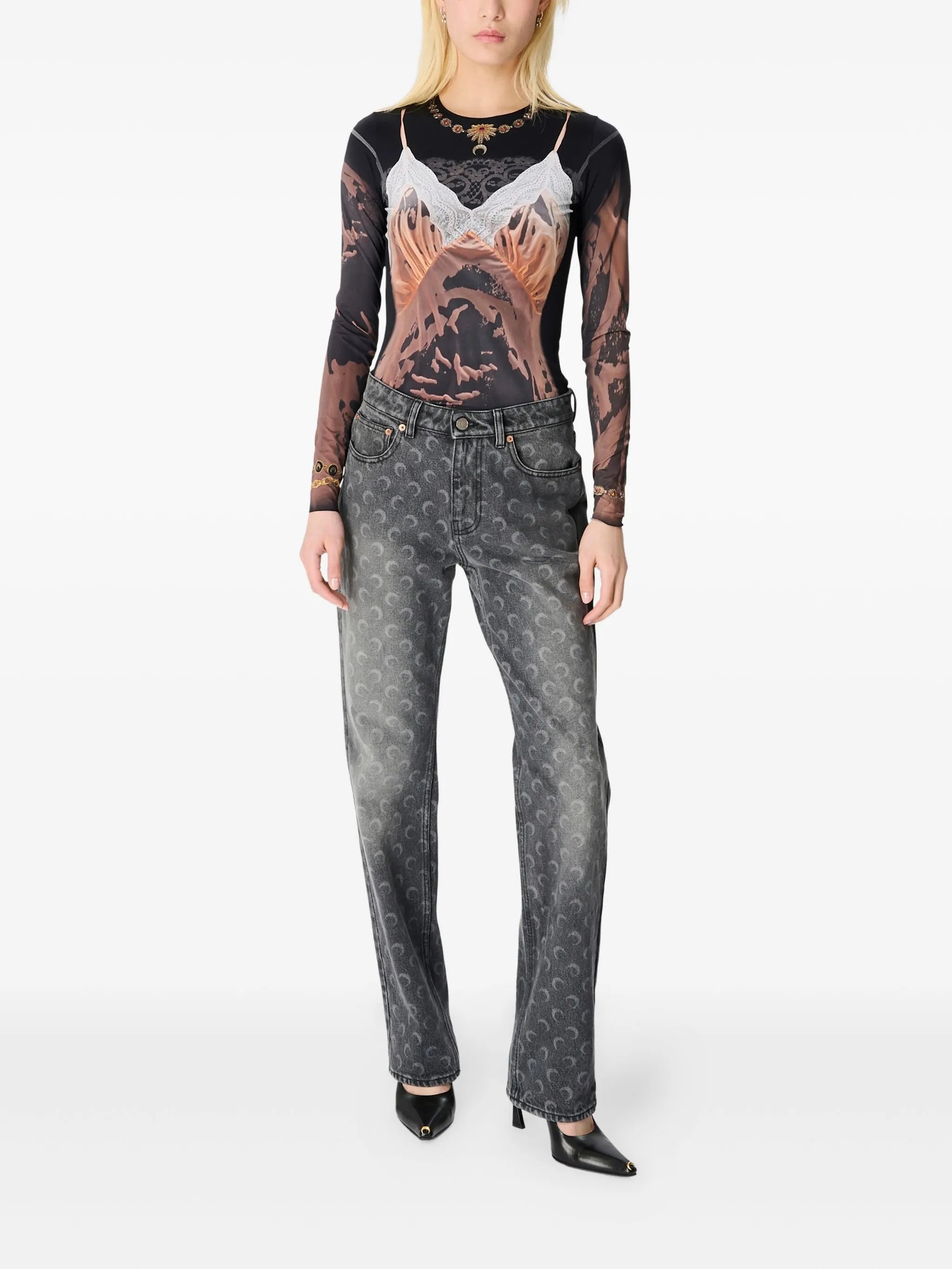 moon laser wash straight jeans