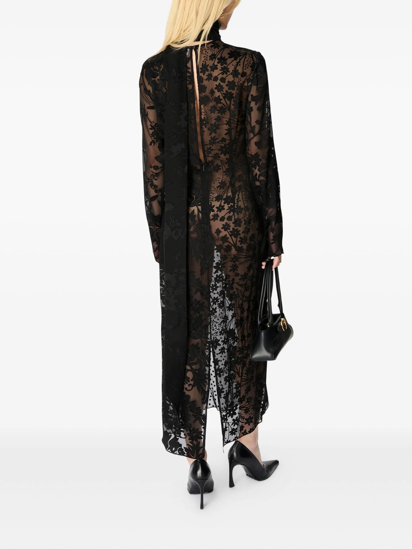 floral-print tie-neck maxi dress