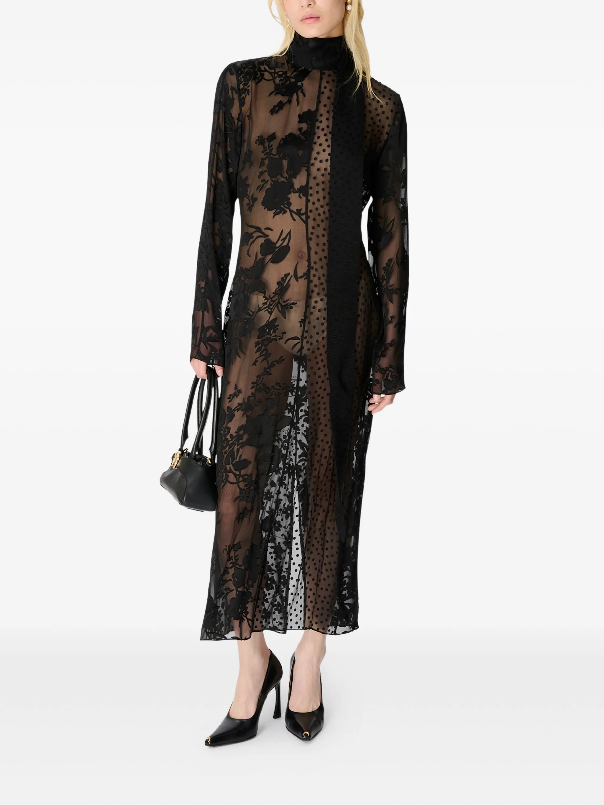 floral-print tie-neck maxi dress