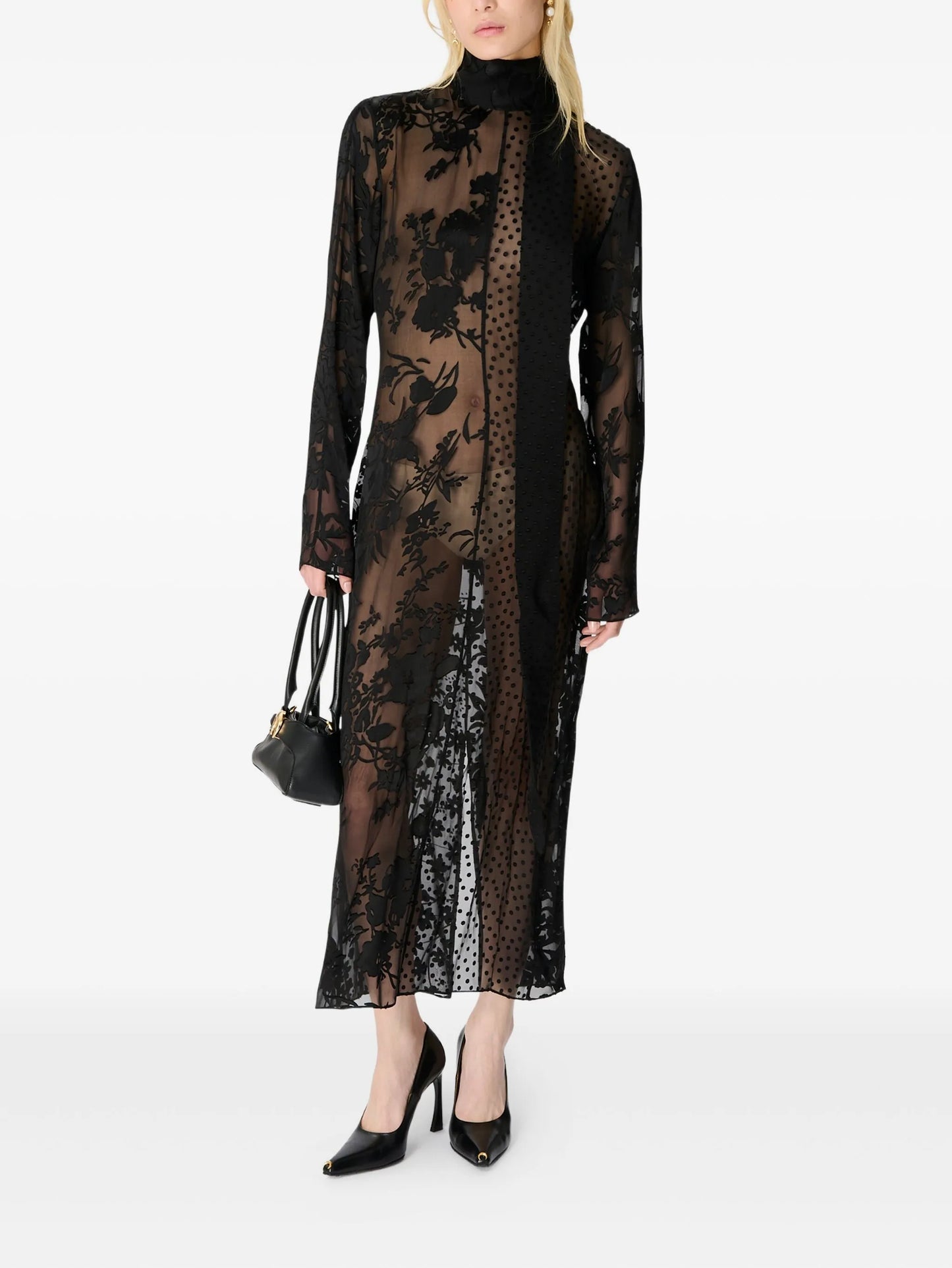 floral-print tie-neck maxi dress