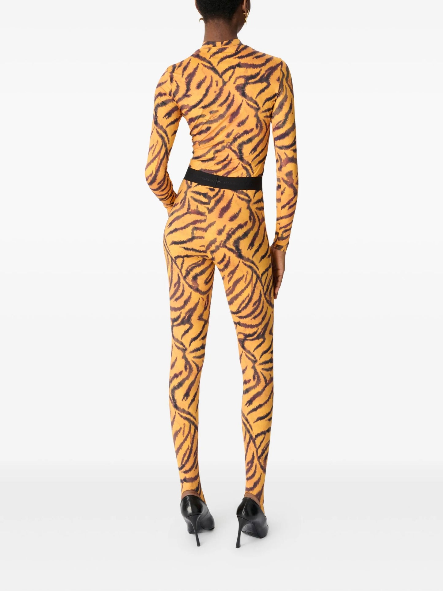 tiger-print turtleneck top