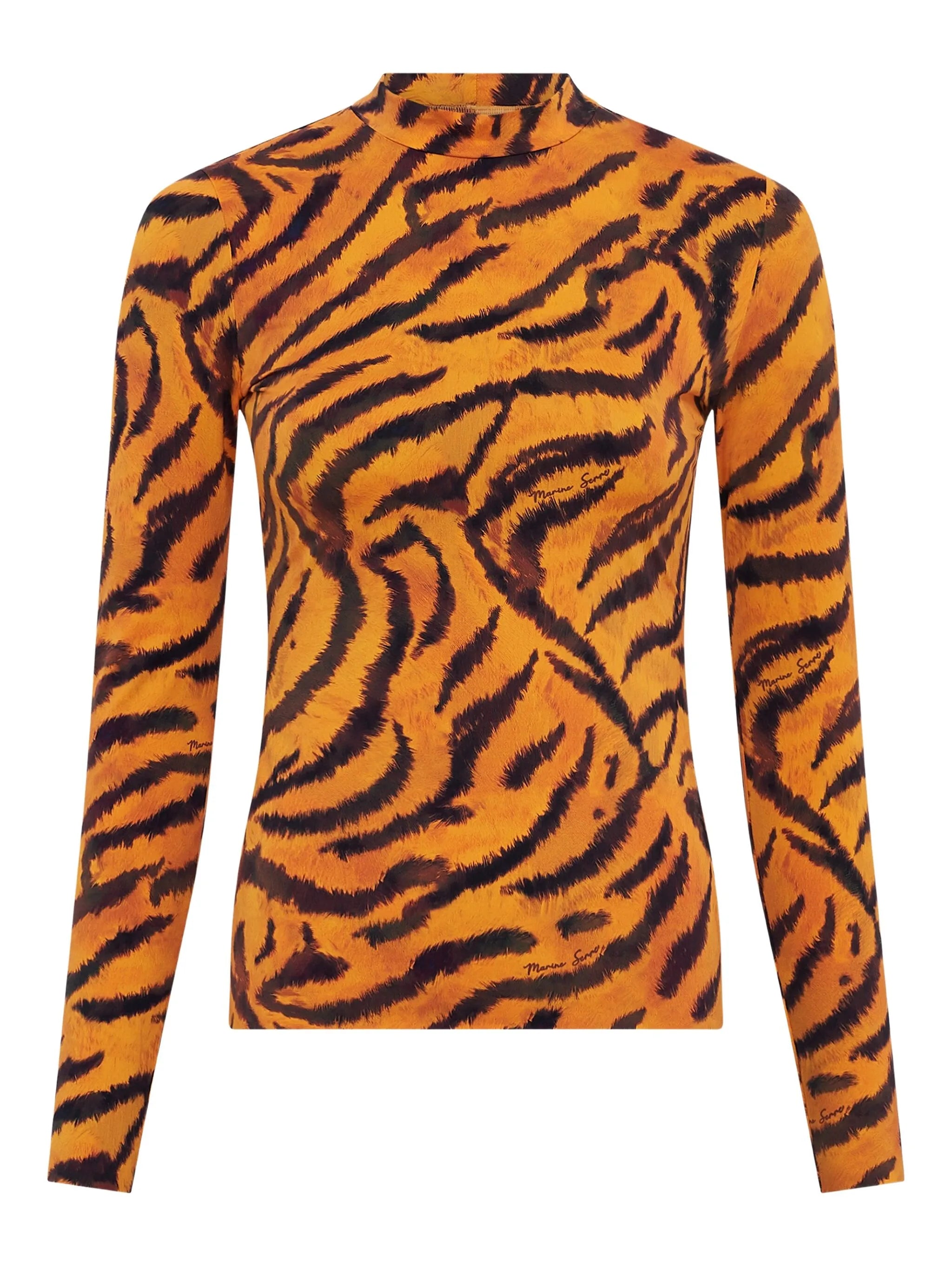 tiger-print turtleneck top