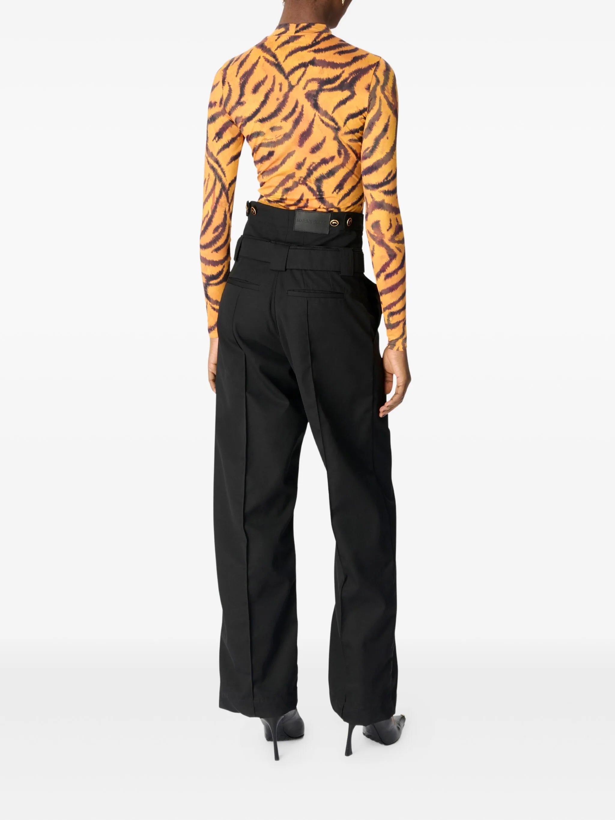 tiger-print turtleneck top