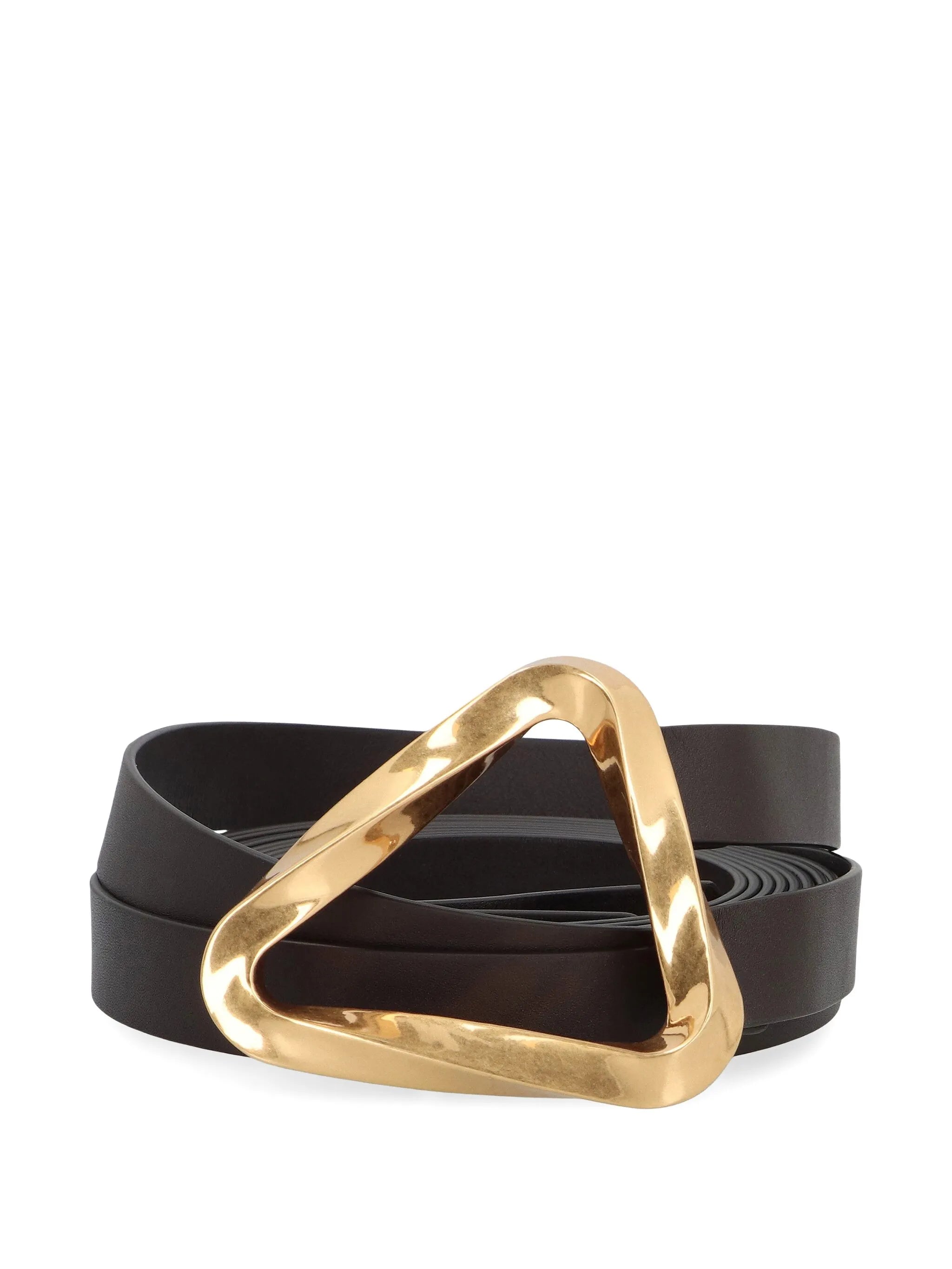 triangular-buckle leather belt