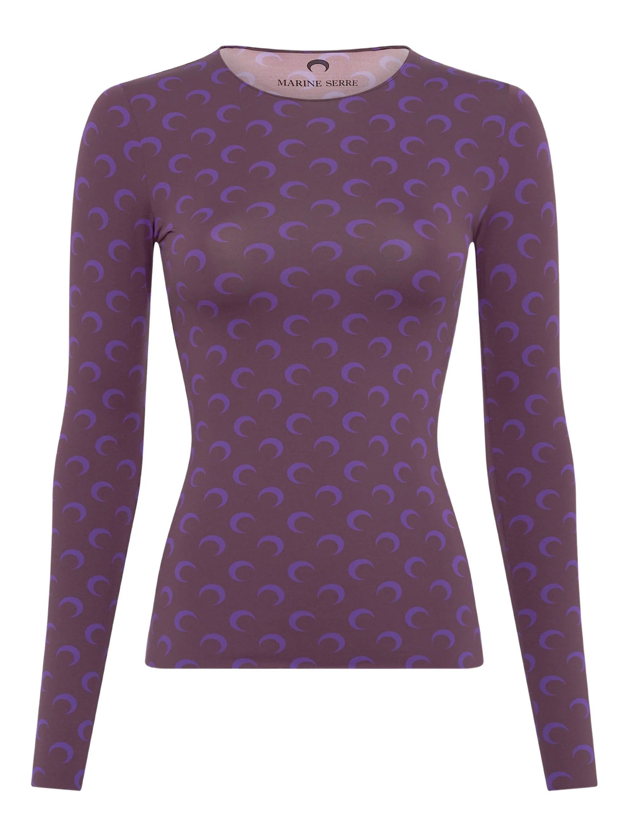Second Skin moon printed jersey ls crewneck top