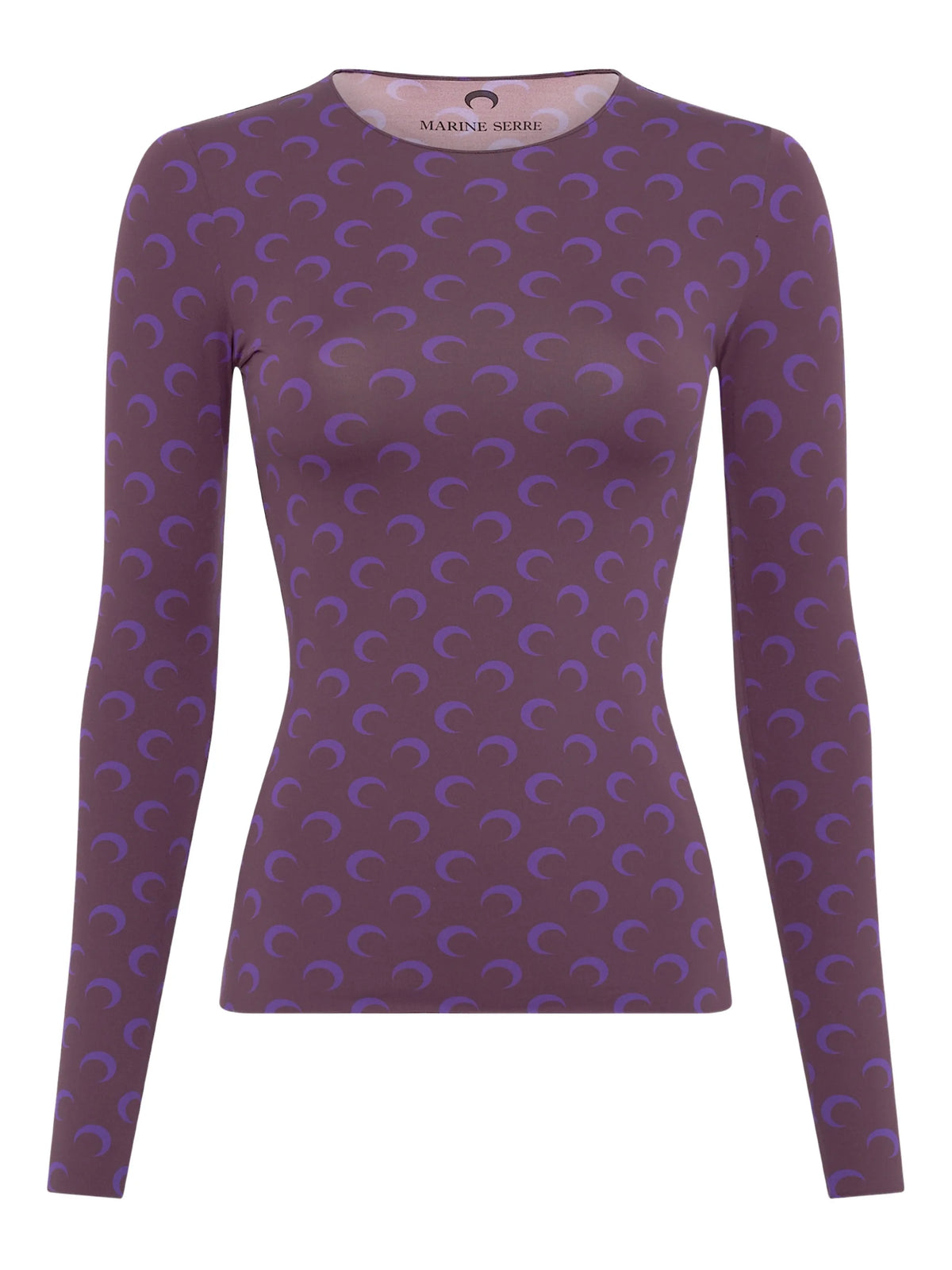 Second Skin moon printed jersey ls crewneck top