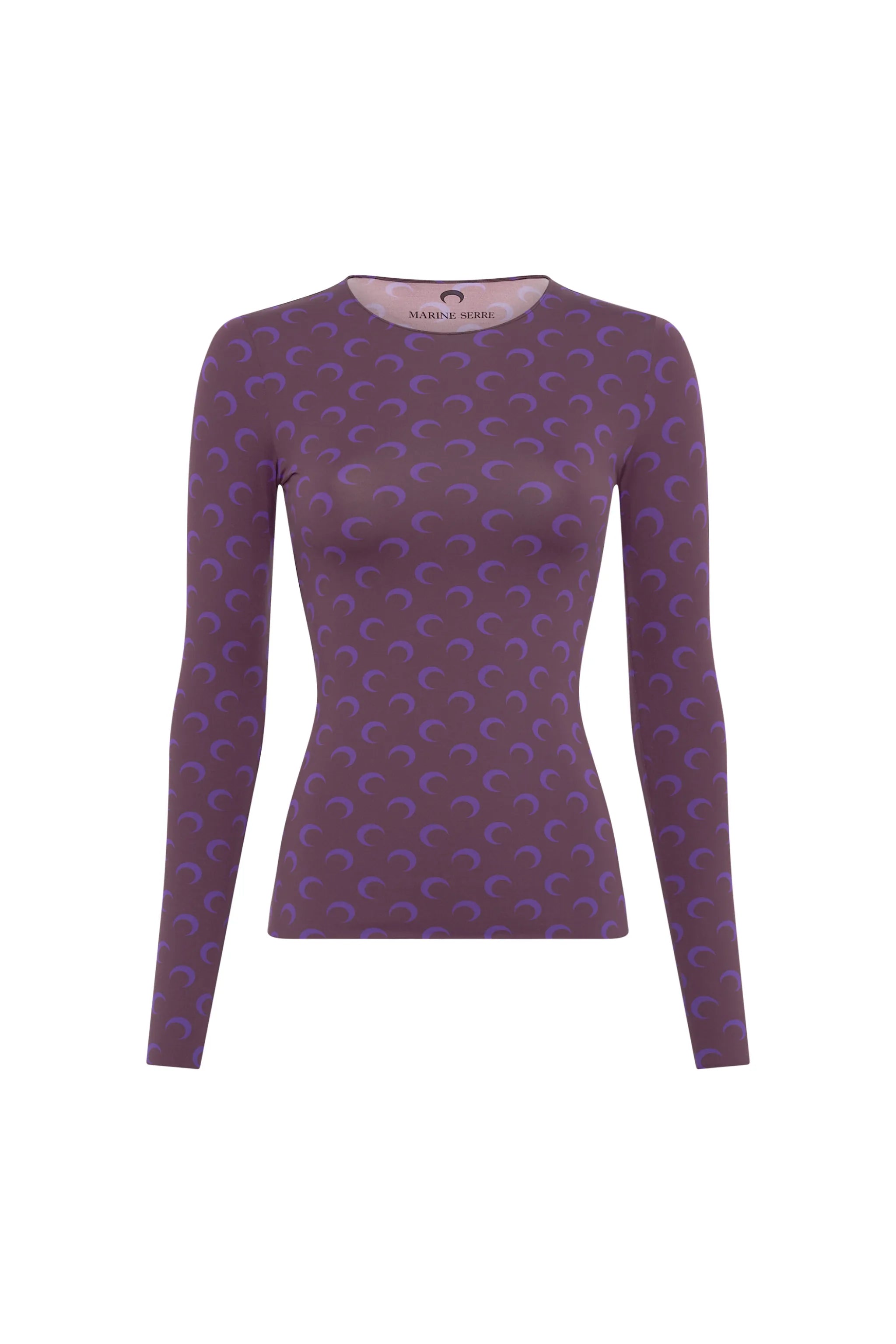 moon-printed long-sleeved T-shirt