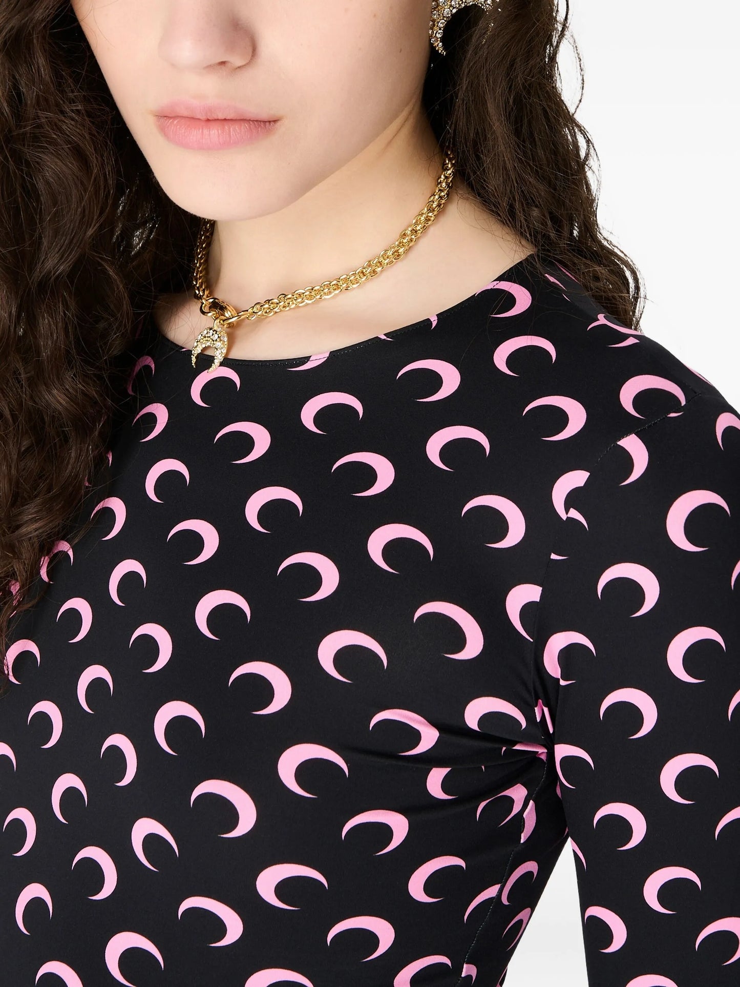 moon printed jersey top