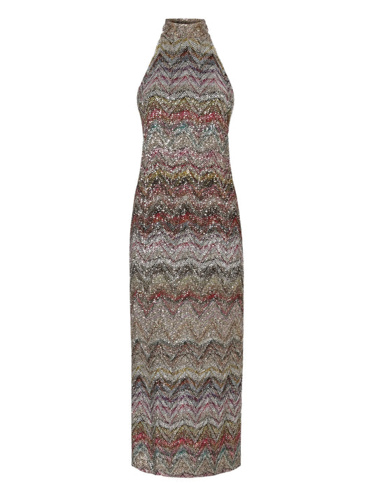 sequin-embellishment halter-neck midi dress