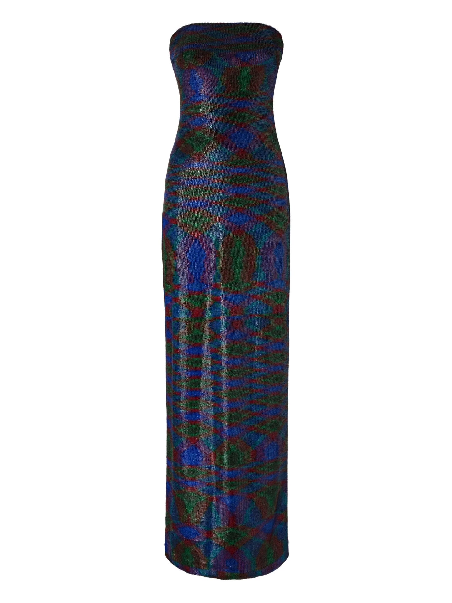 strapless patterned maxi dress