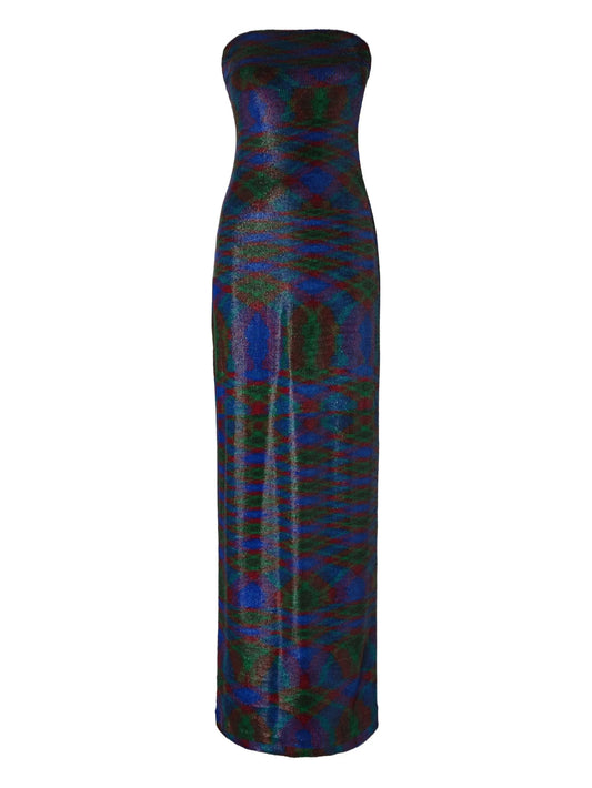 strapless patterned maxi dress