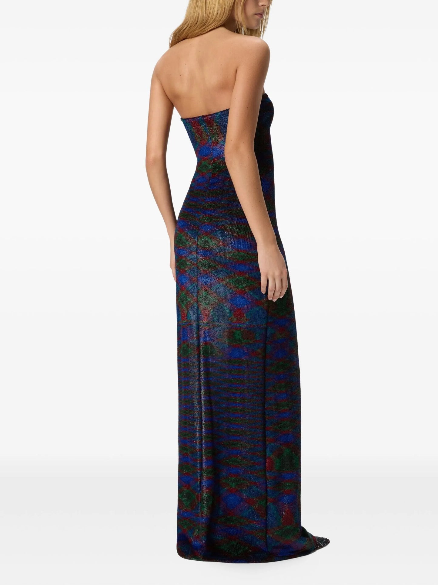 strapless patterned maxi dress