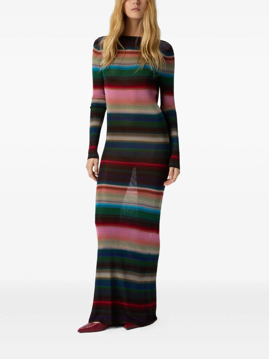 striped open-back maxi dress