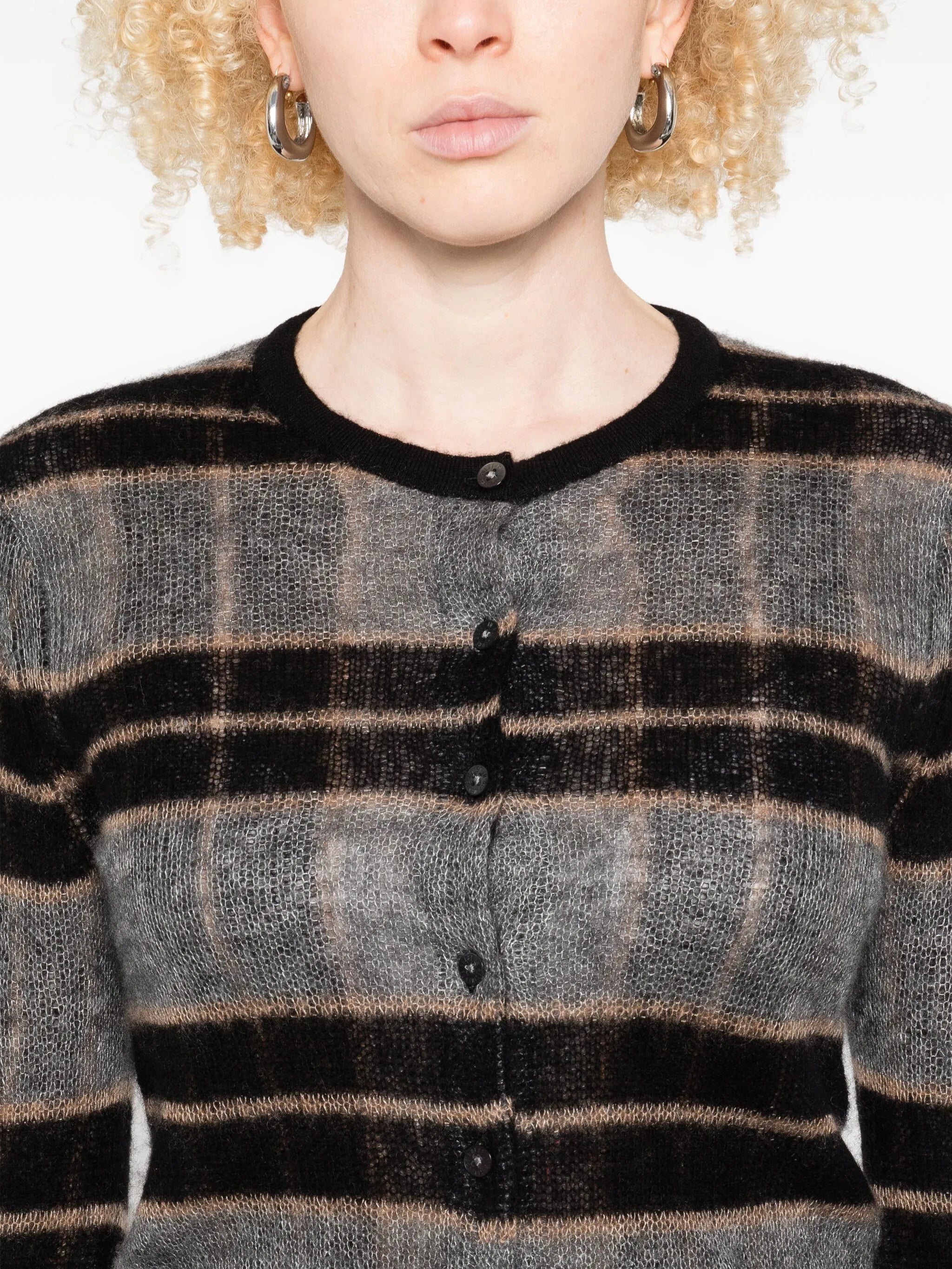 striped knit cardigan