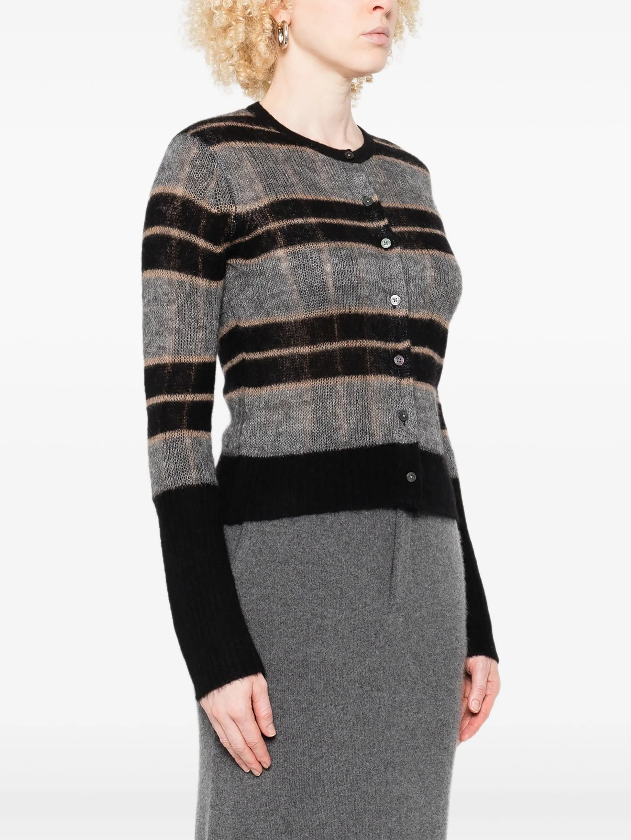 striped knit cardigan