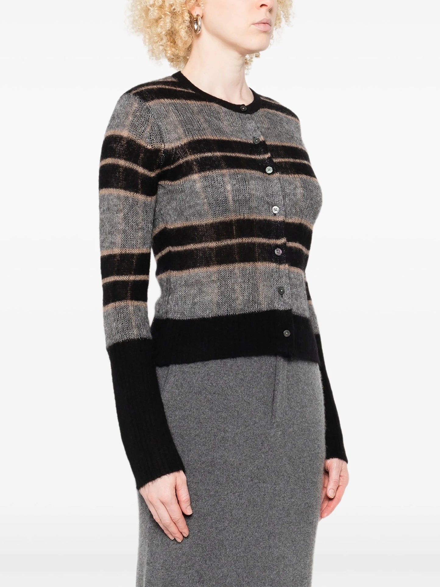 striped knit cardigan