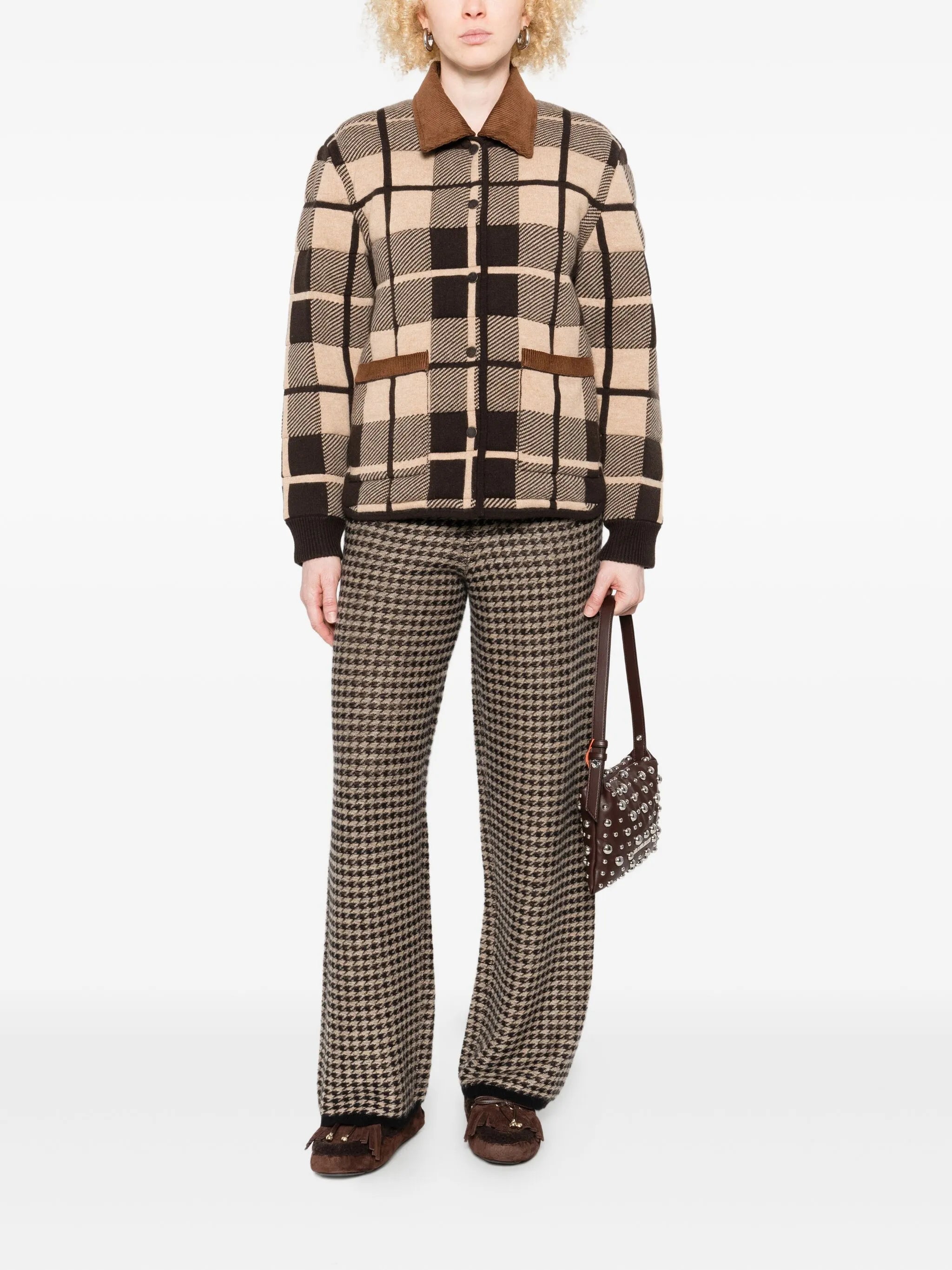 houndstooth knit trousers