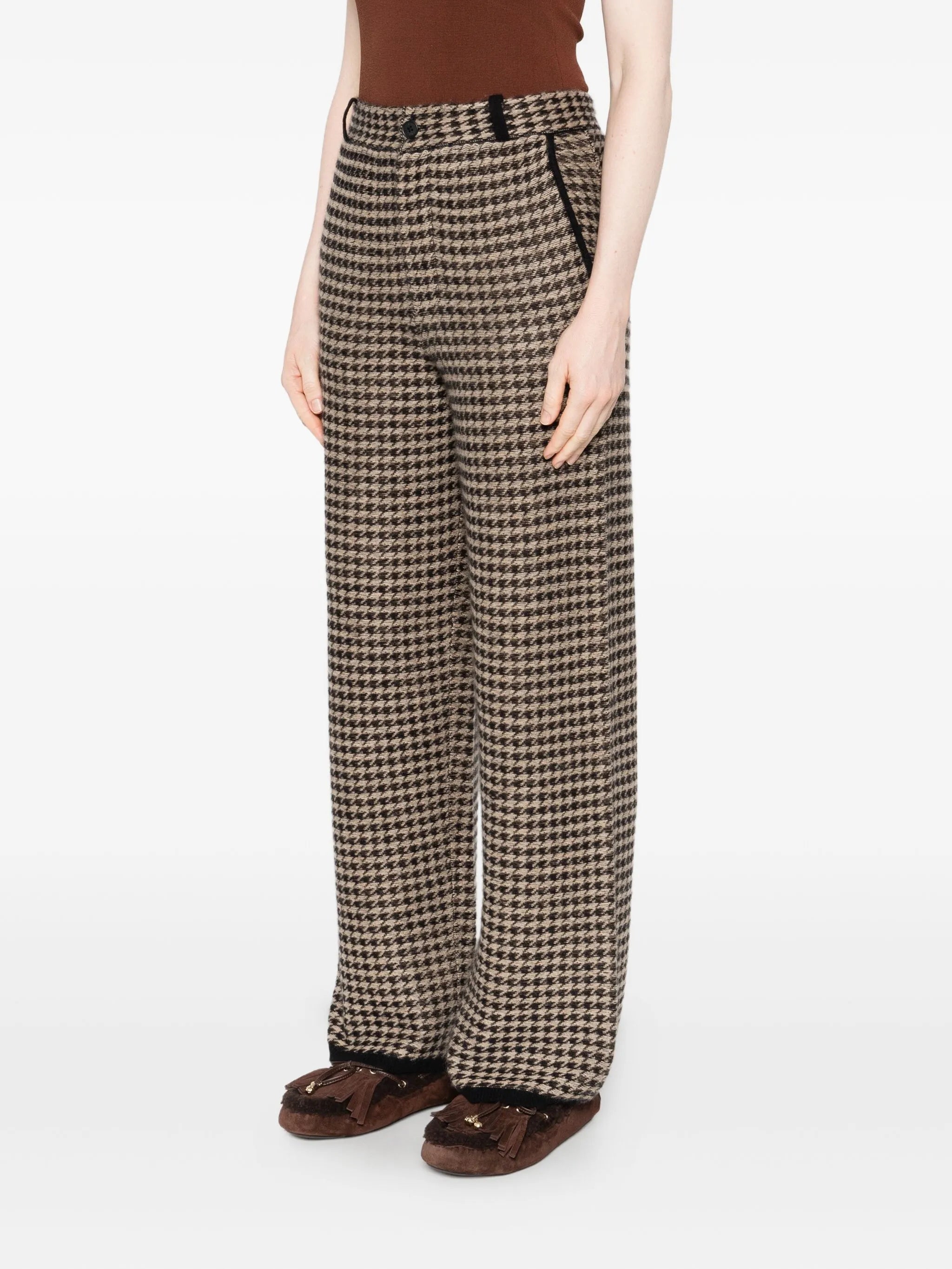 houndstooth knit trousers