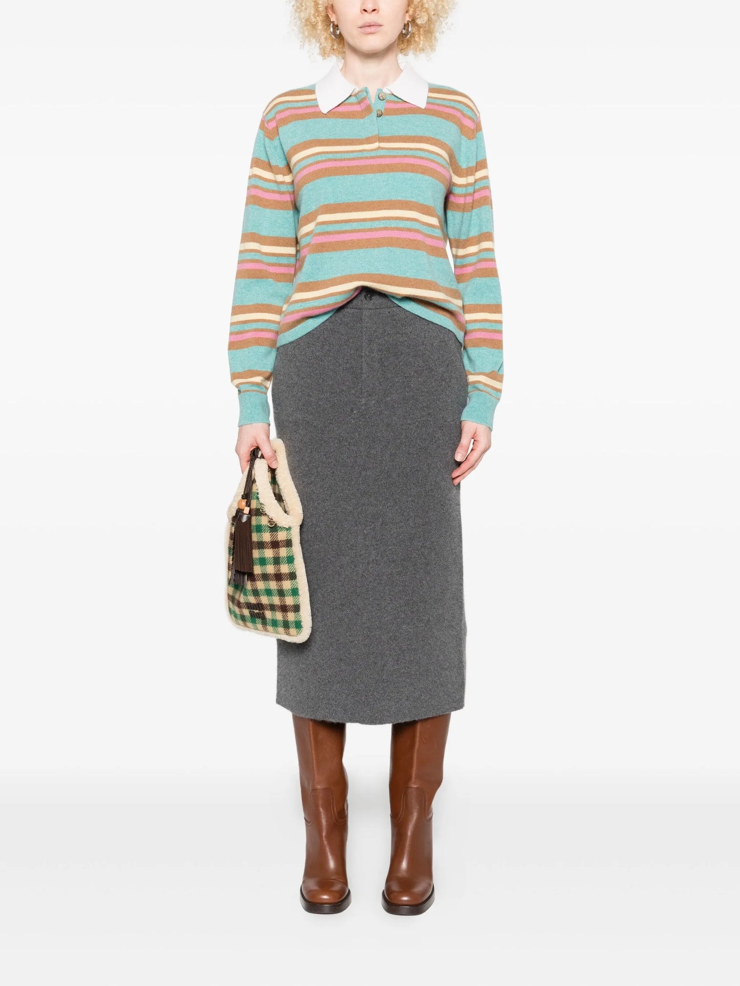 striped polo-neck sweater