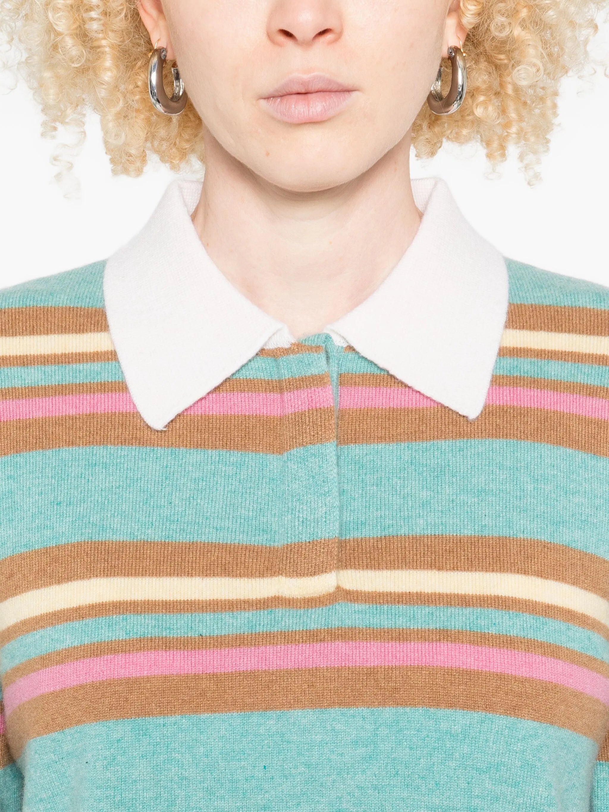 striped polo-neck sweater