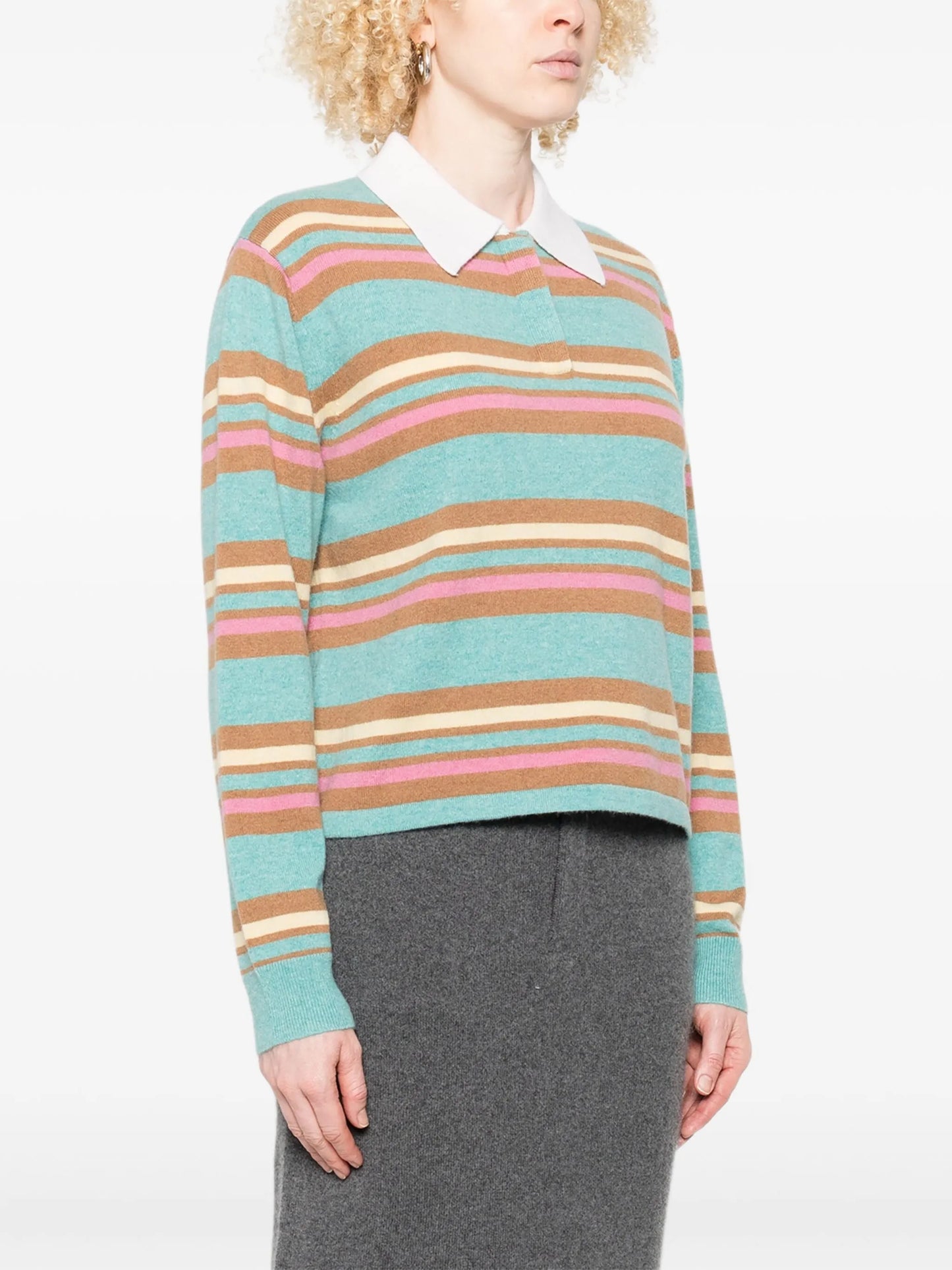 striped polo-neck sweater