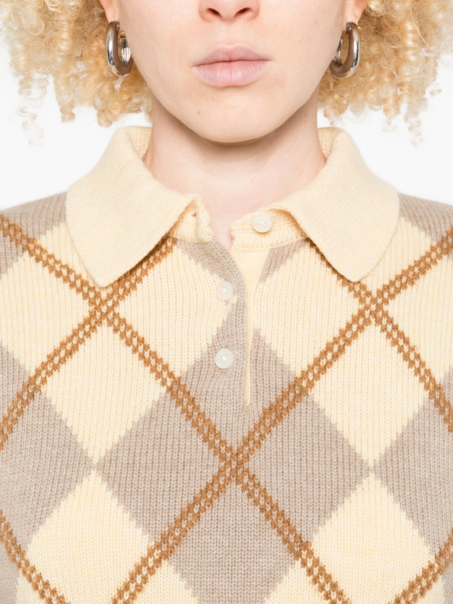 argyle-pattern polo knit