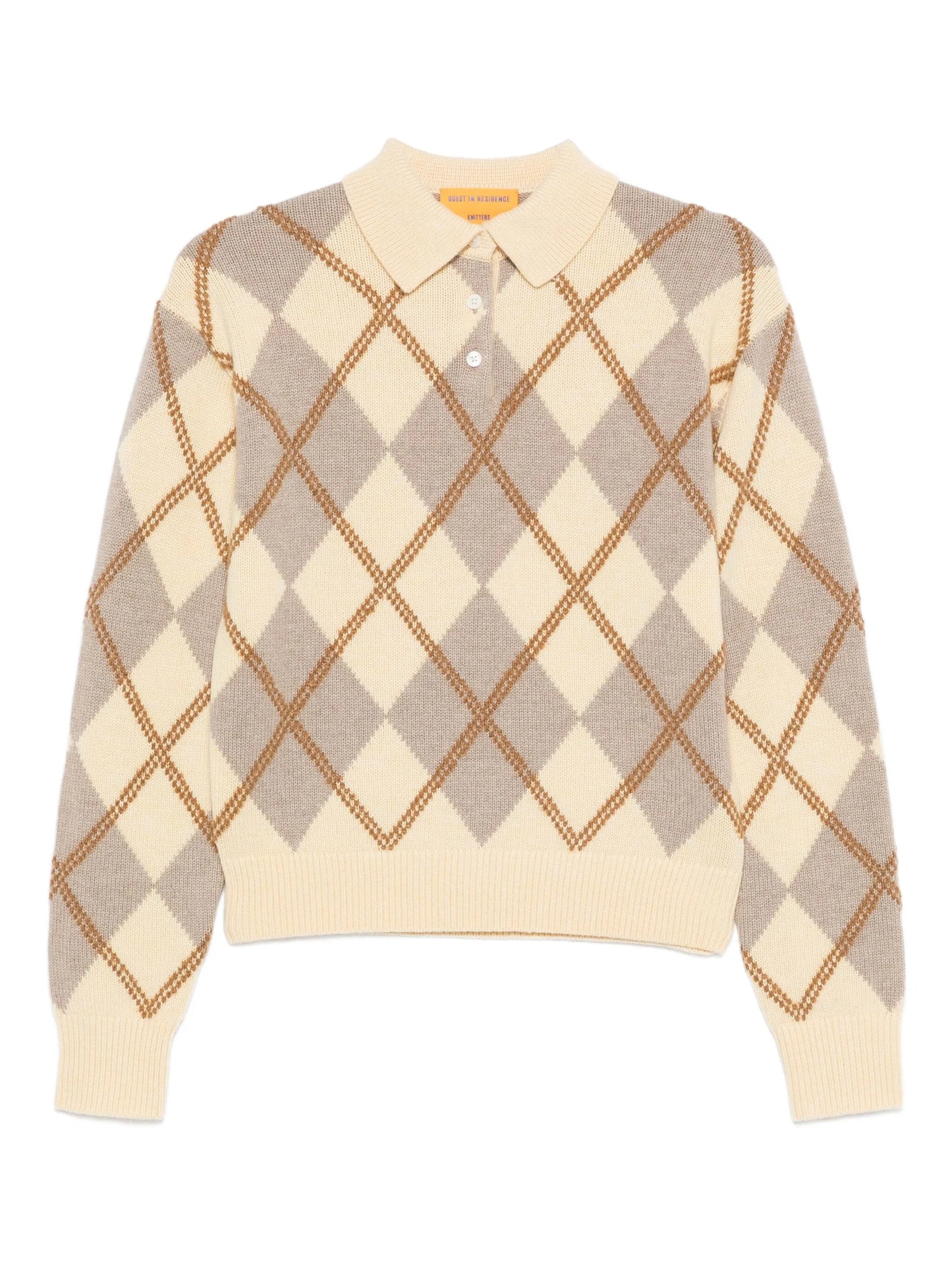 argyle-pattern polo knit
