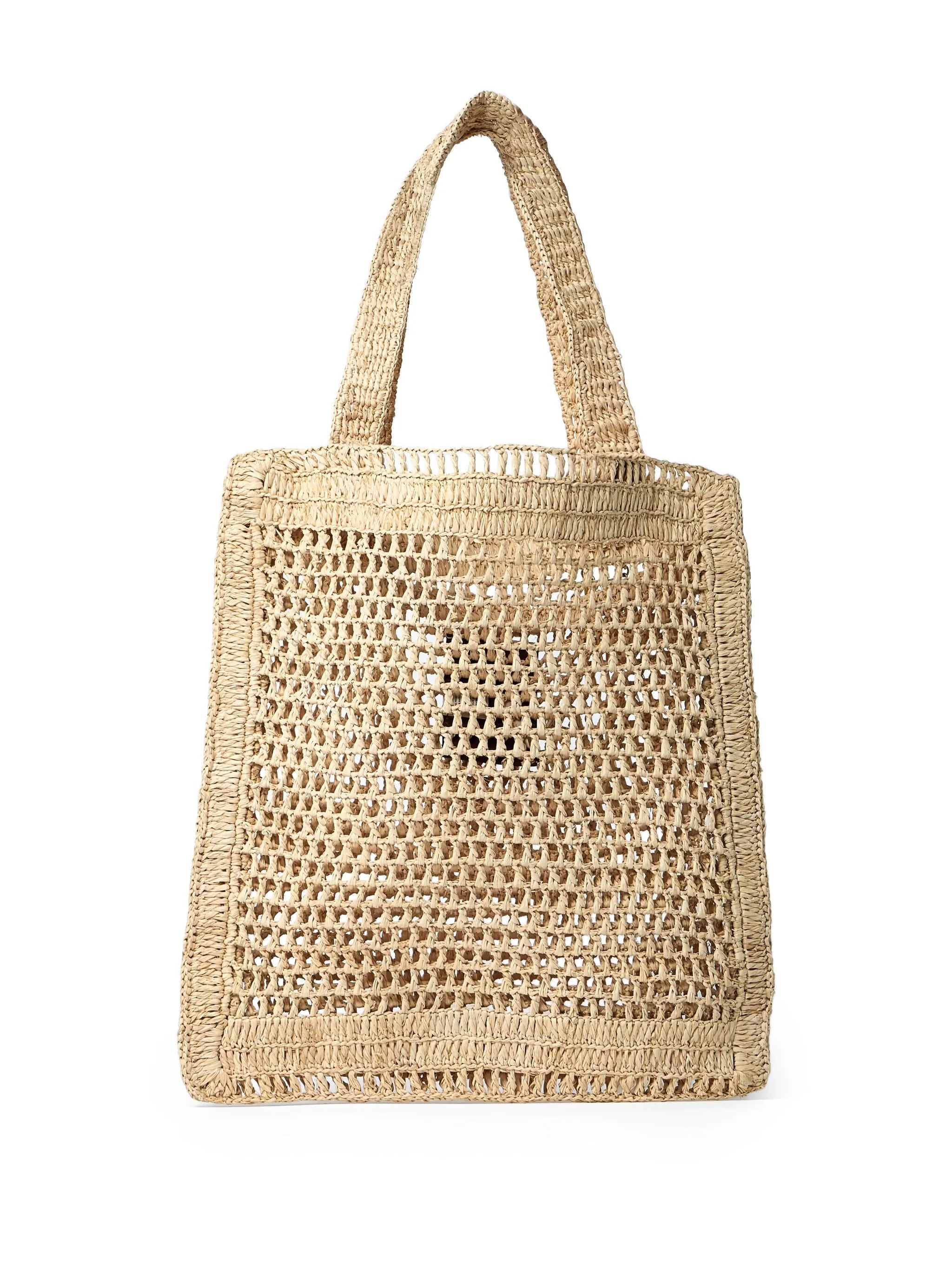Summer Banana logo-detail raffia tote bag