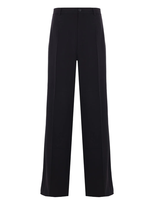 pressed-crease twill trousers