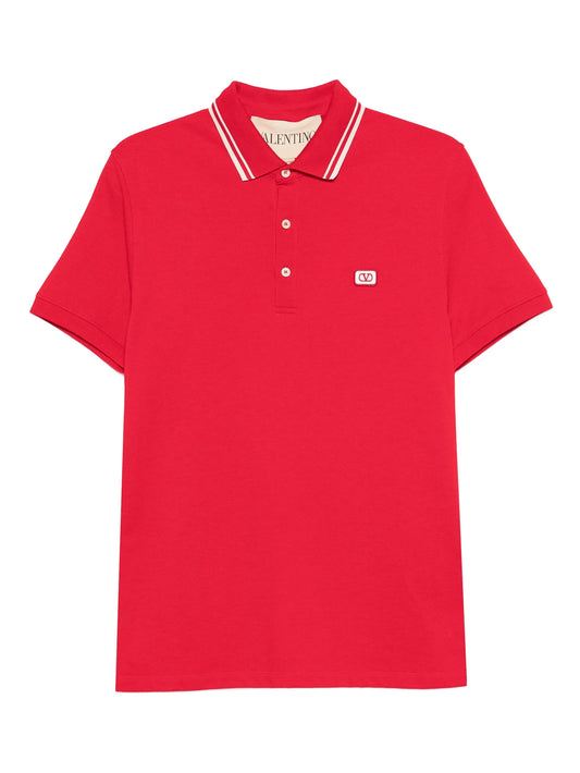 striped-collar polo shirt