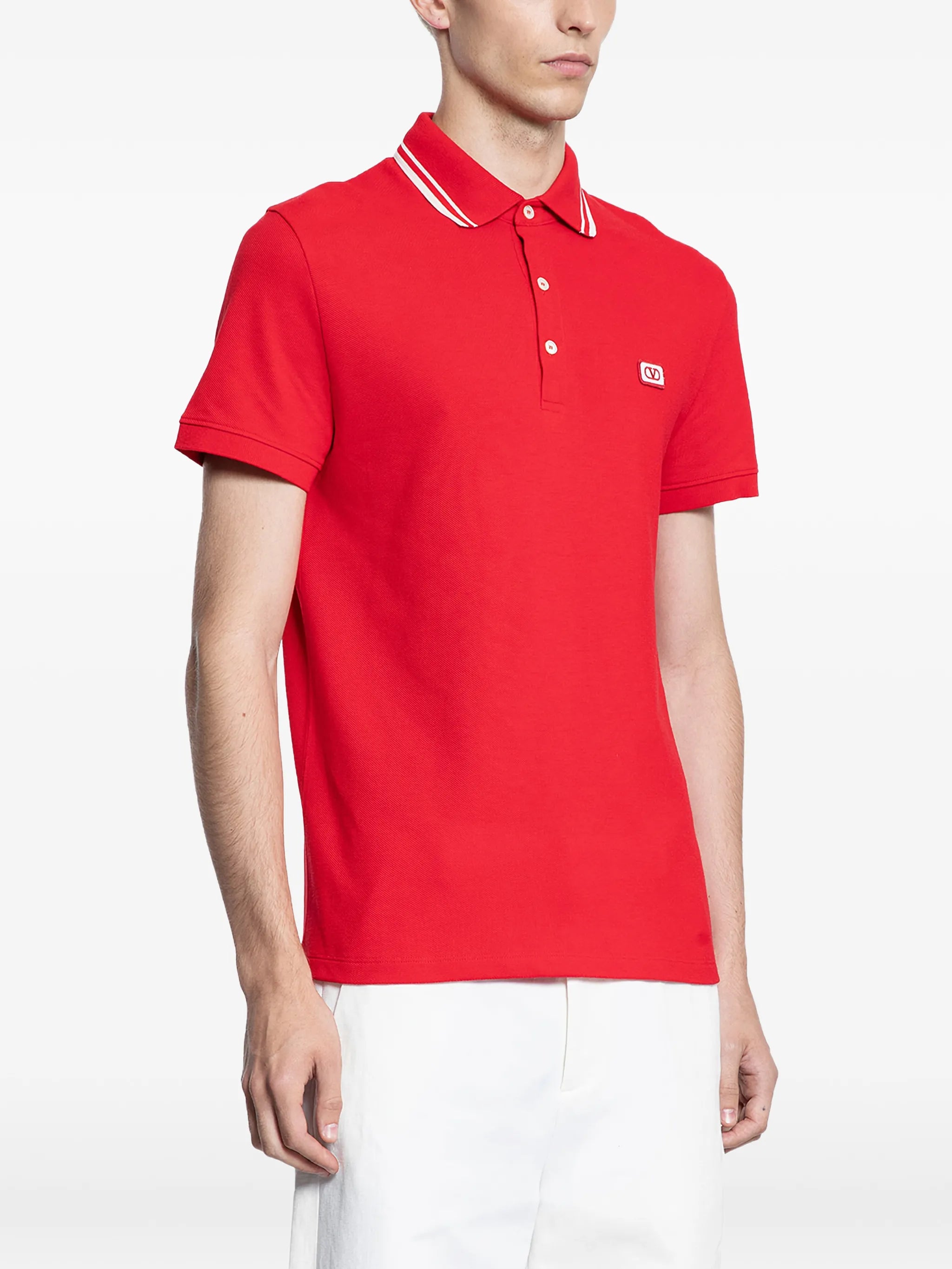 striped-collar polo shirt