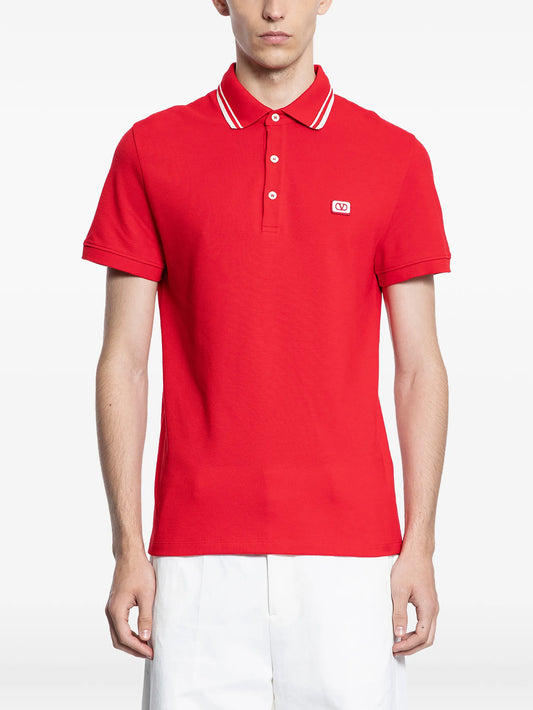 striped-collar polo shirt