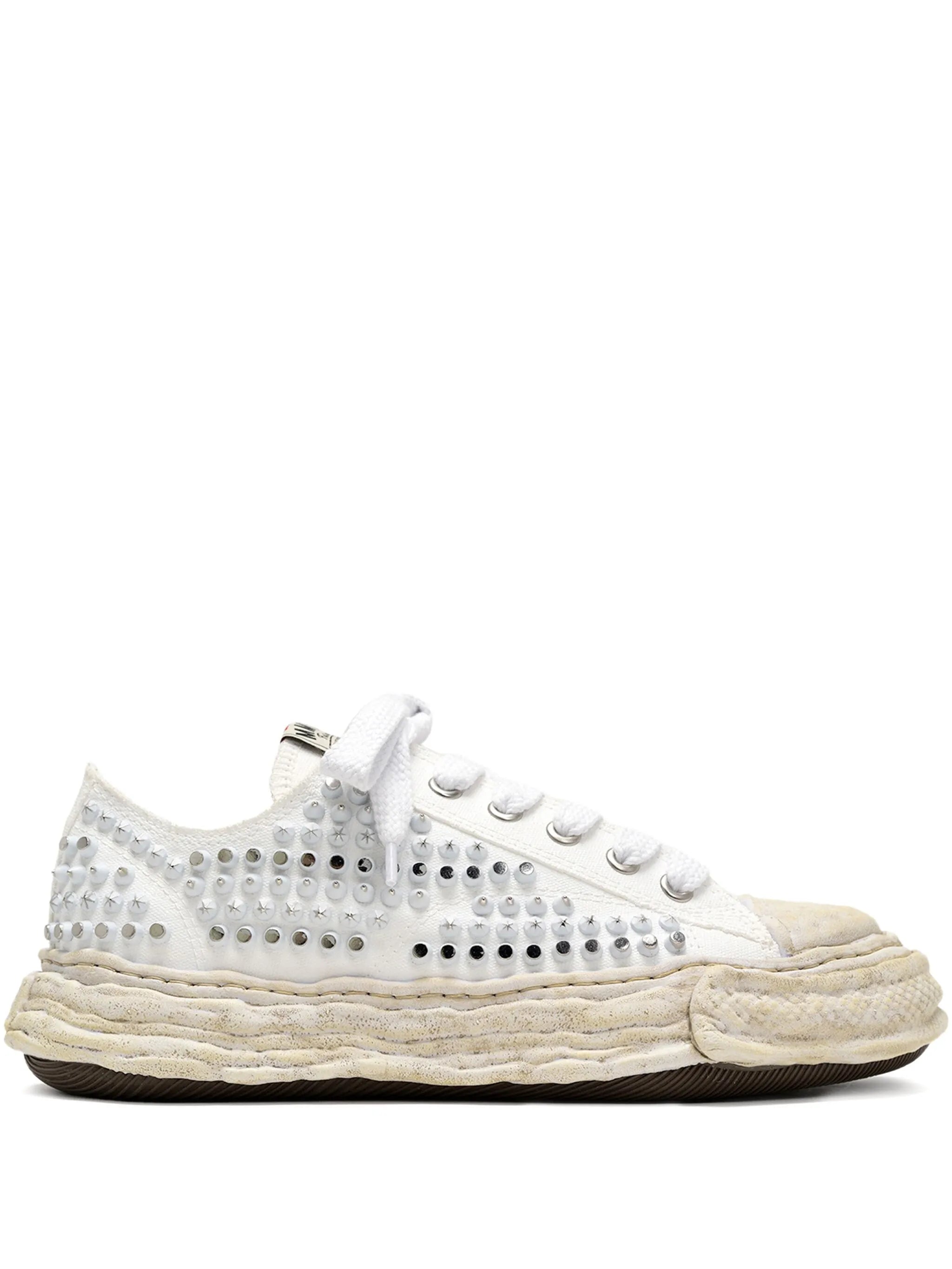 studded canvas low-top sneakers