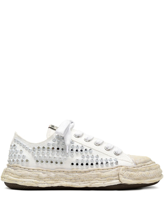 studded canvas low-top sneakers