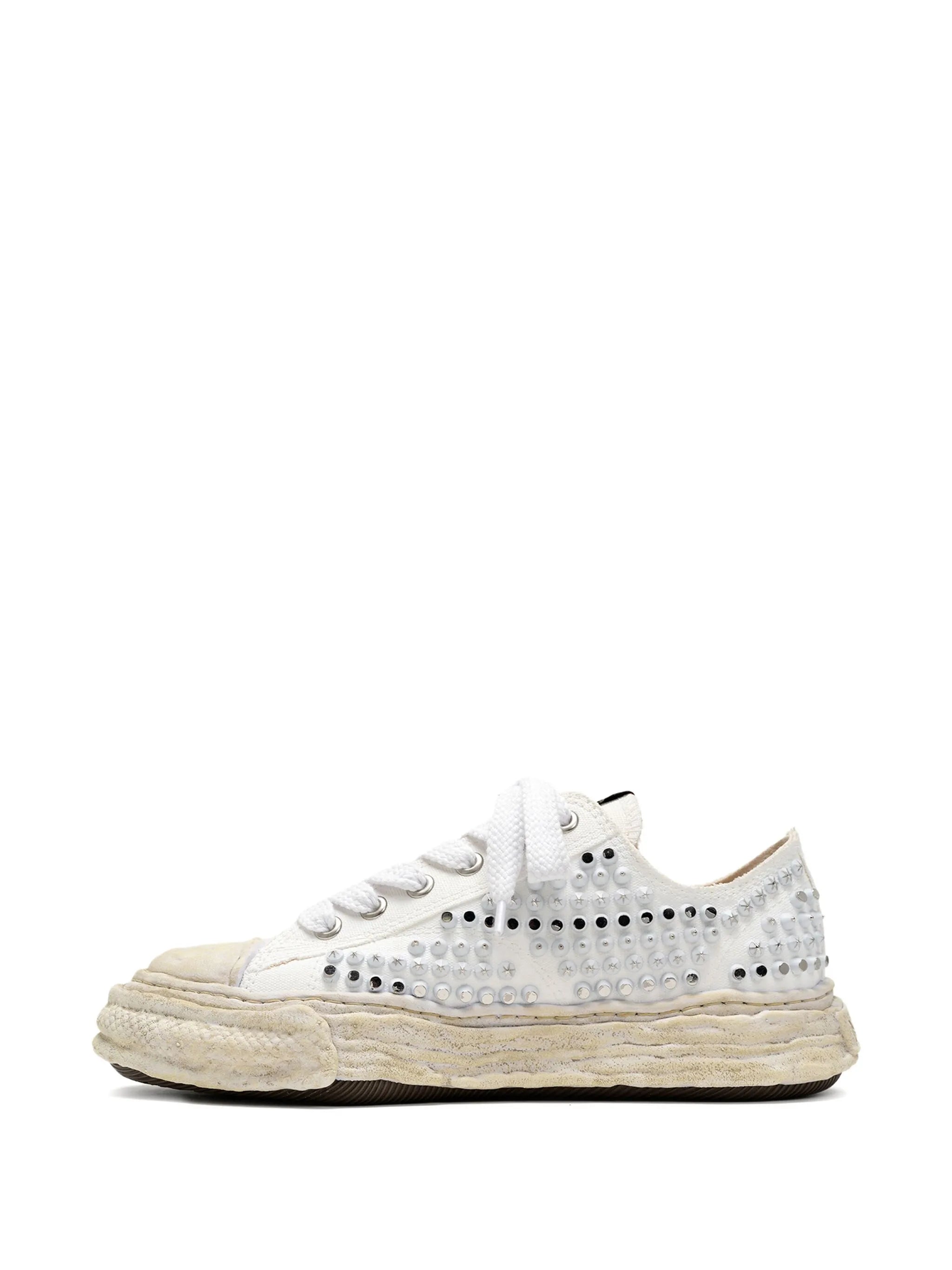 studded canvas low-top sneakers