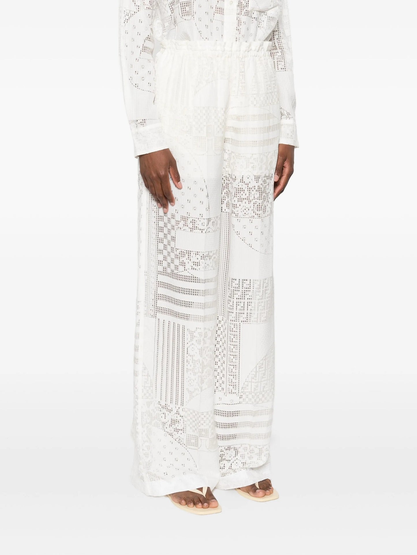 lace-panel trousers
