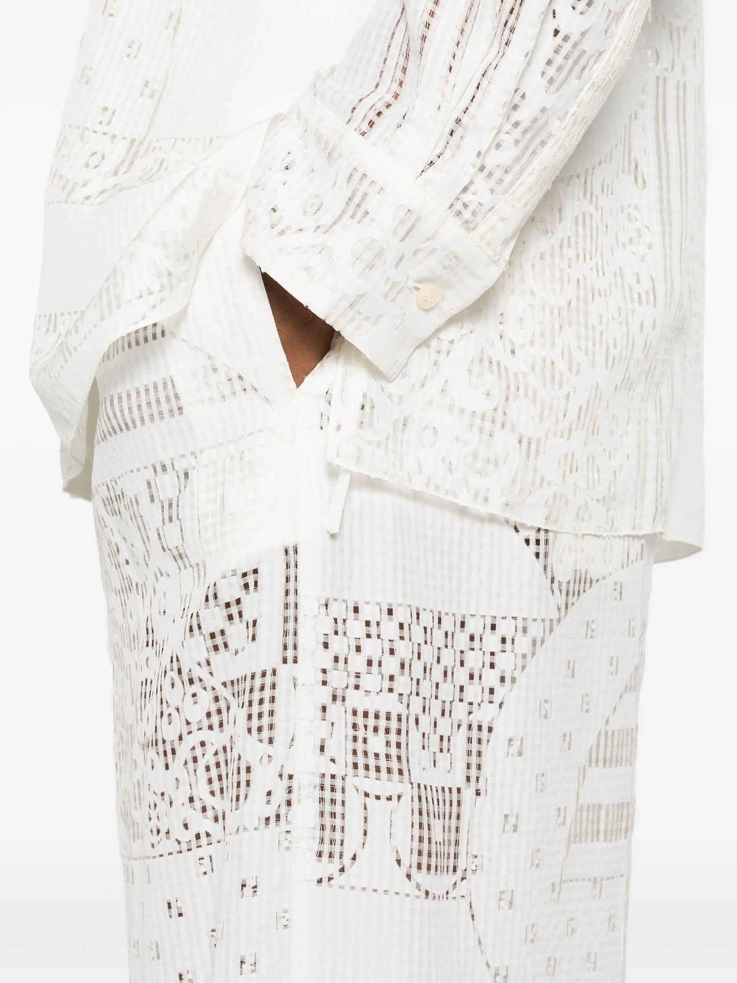lace-panel trousers