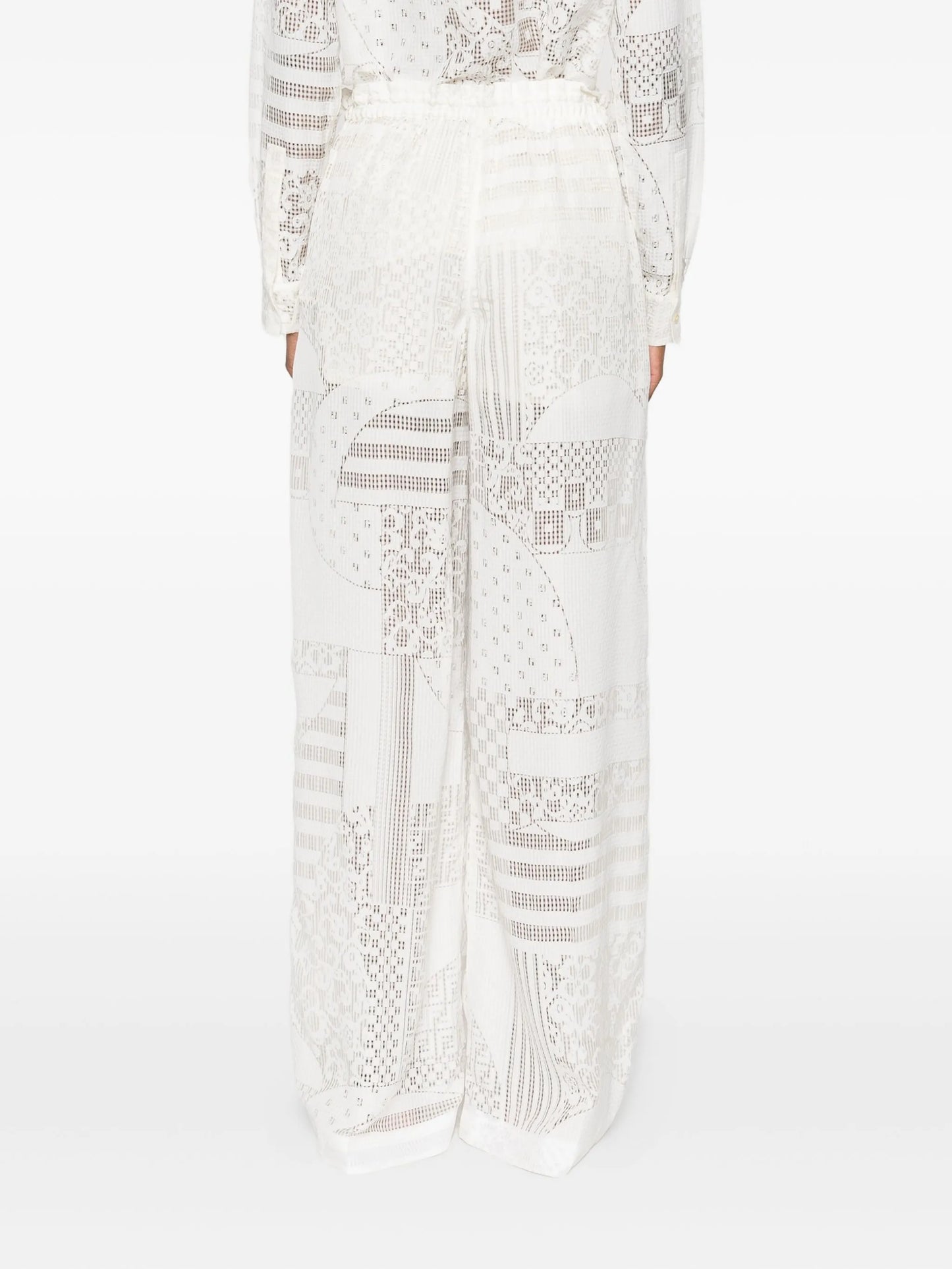 lace-panel trousers