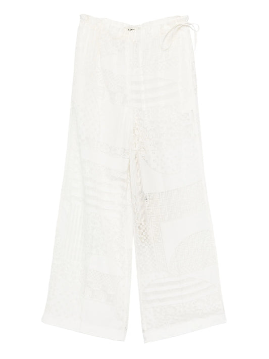 lace-panel trousers