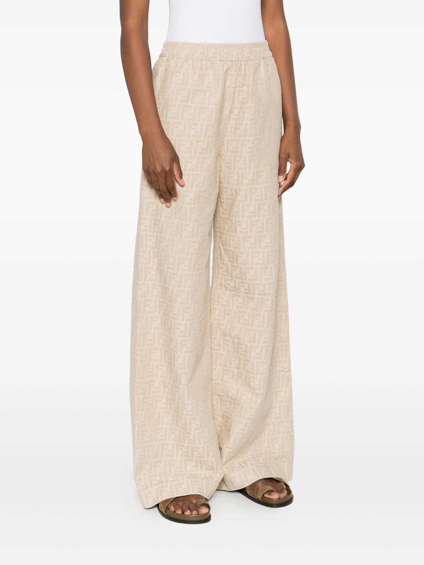 FF-jacquard elasticated-waist trousers