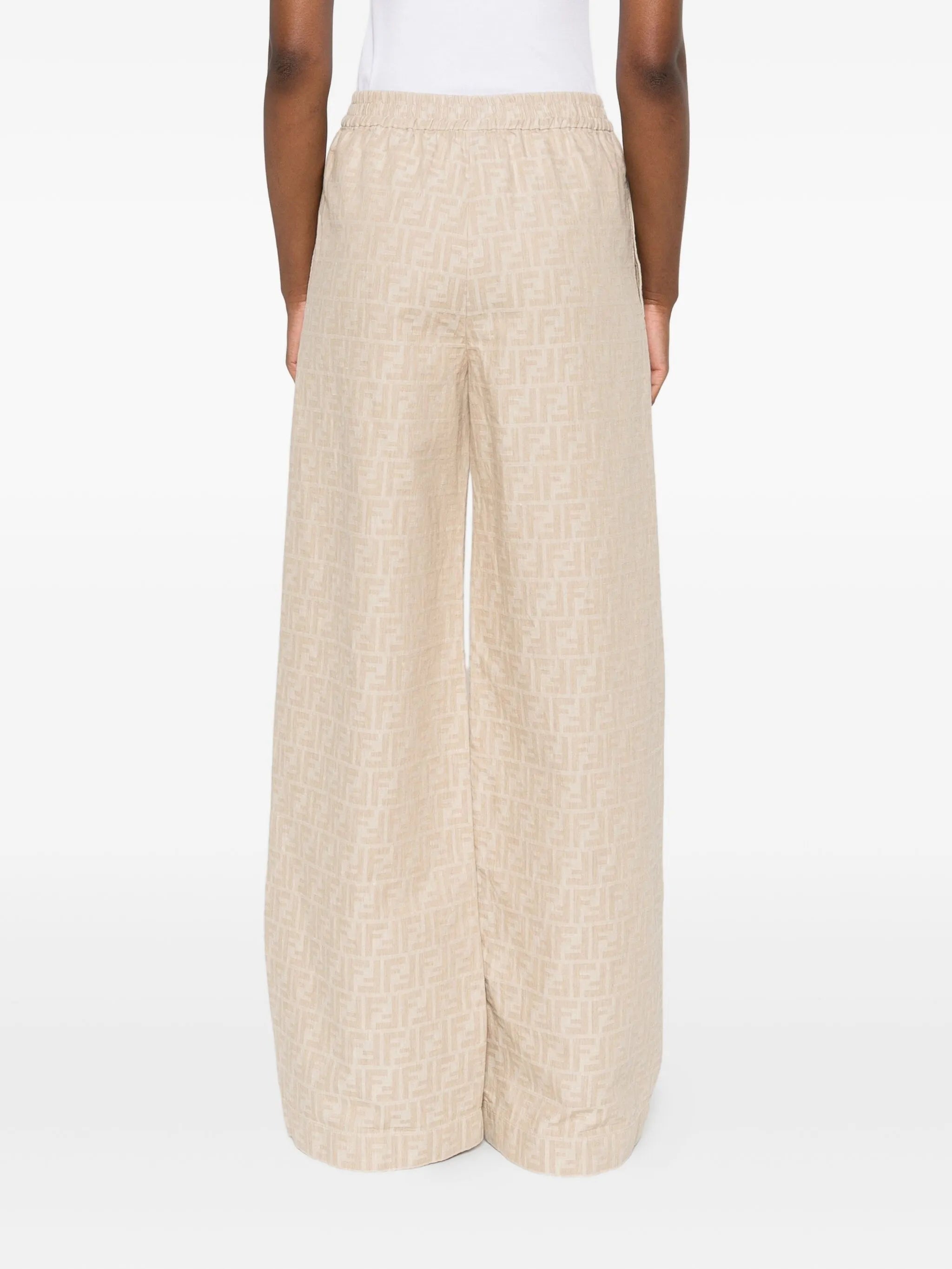 FF-jacquard elasticated-waist trousers