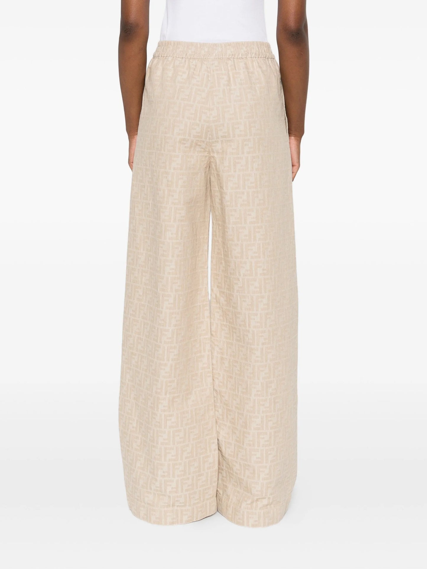 FF-jacquard elasticated-waist trousers