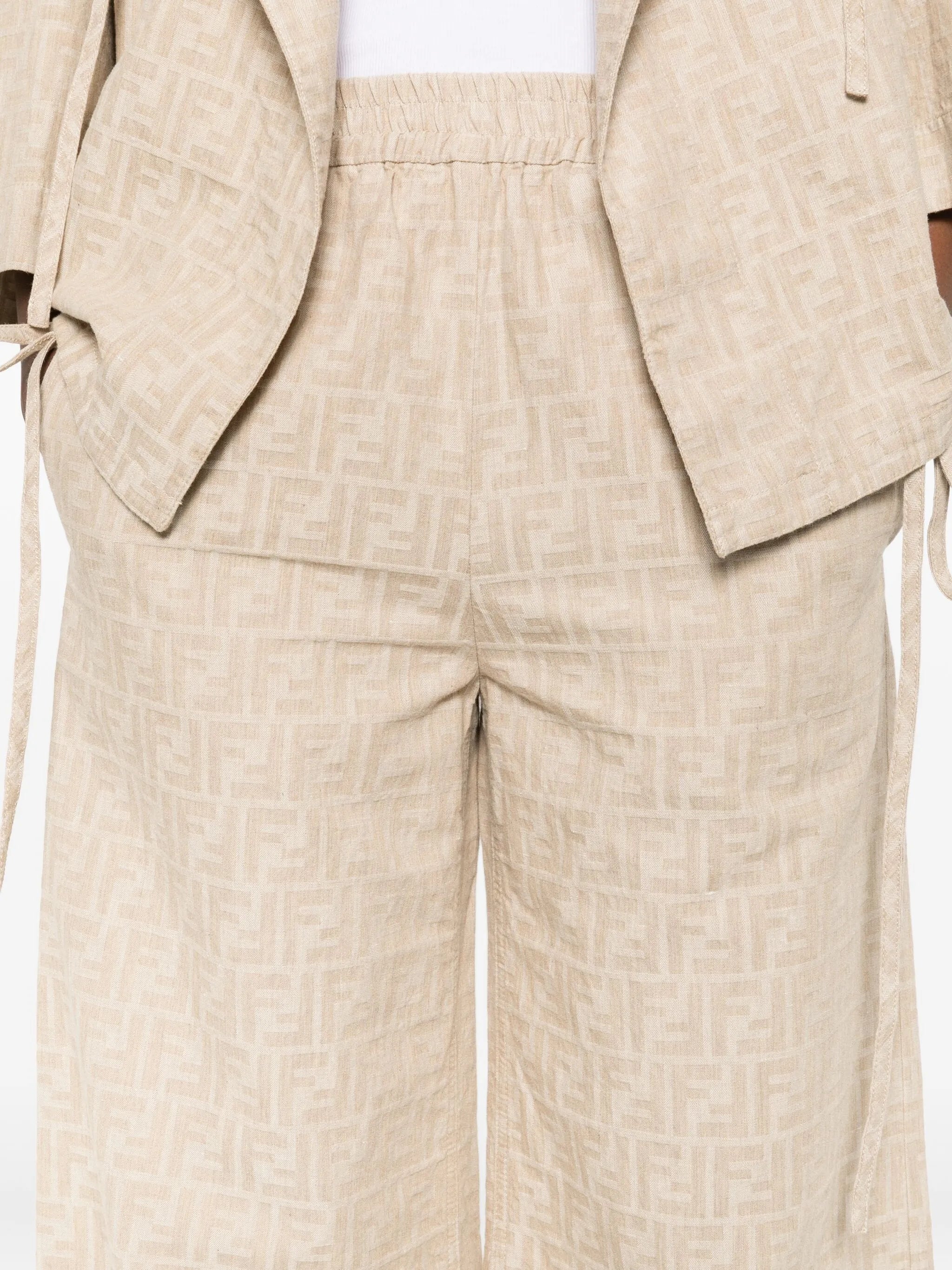 FF-jacquard elasticated-waist trousers