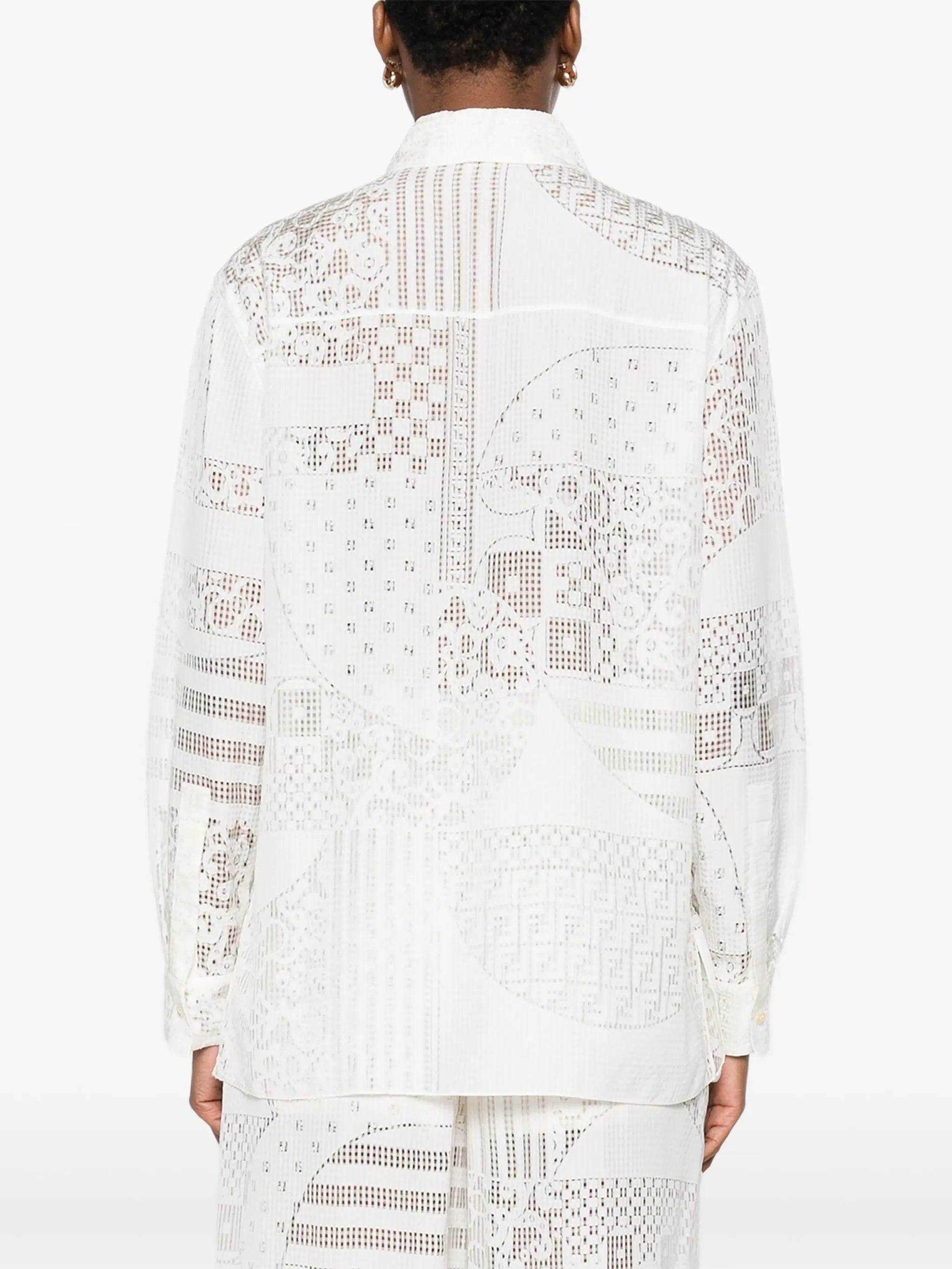lace-panel shirt