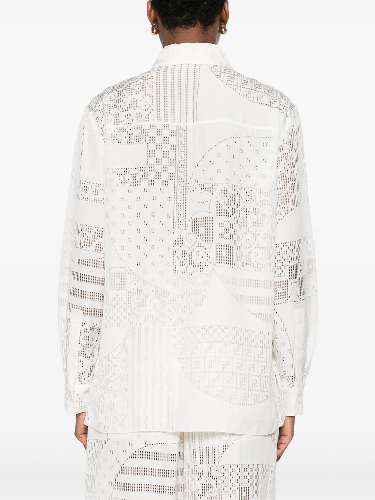 lace-panel shirt