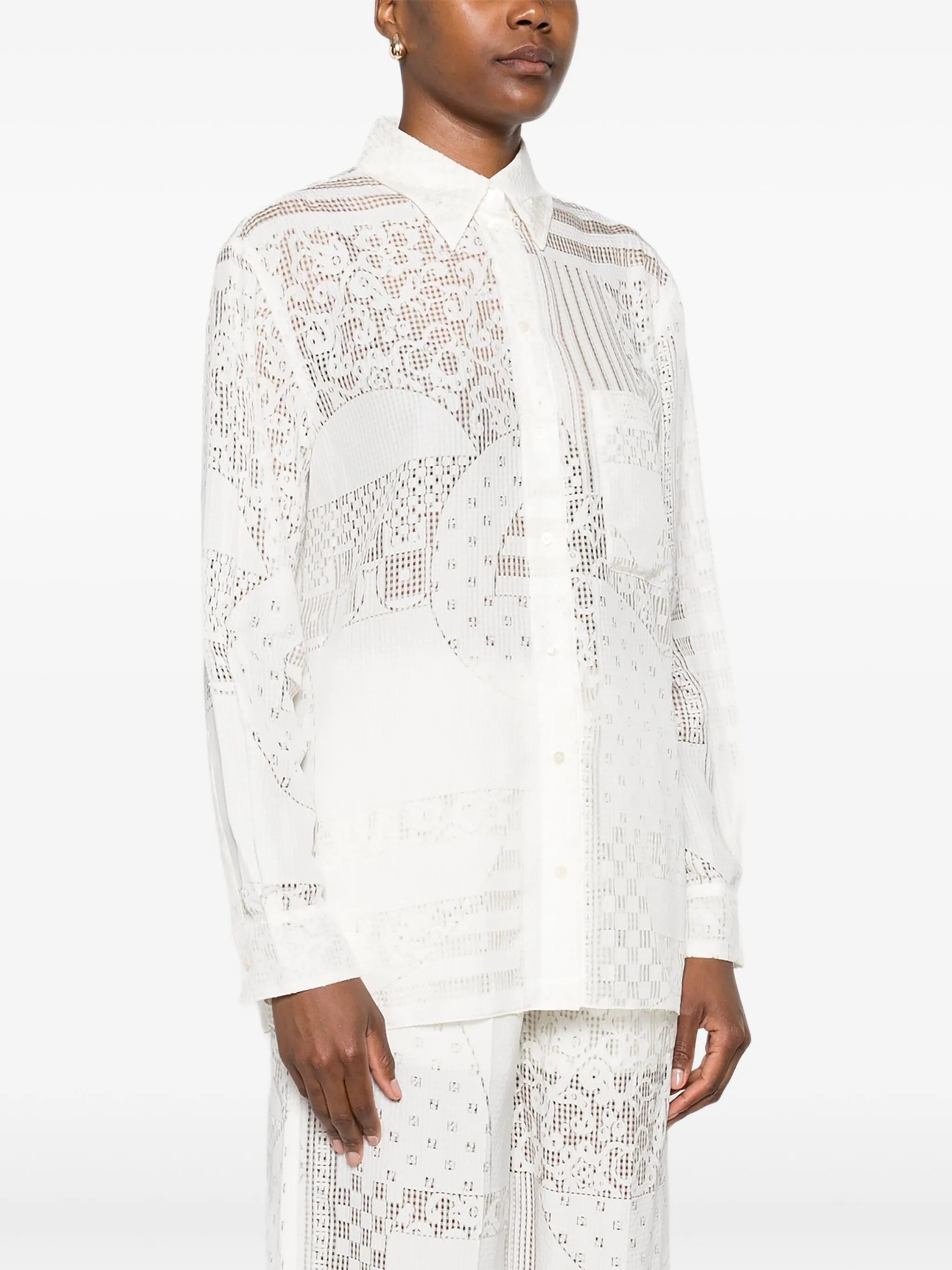 lace-panel shirt